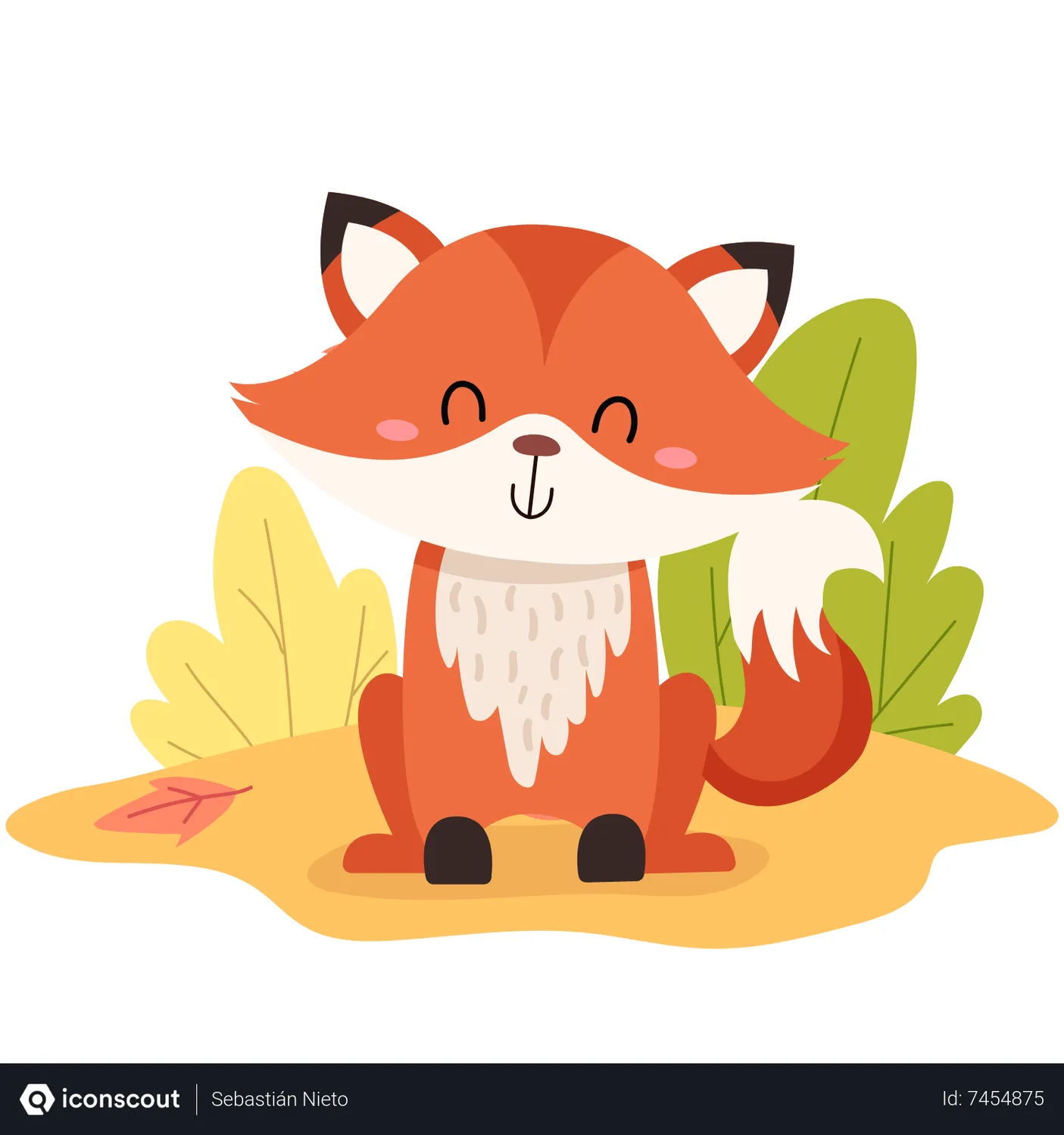 Free Baby Fox Animated Illustration download in JSON, LOTTIE or MP4 format