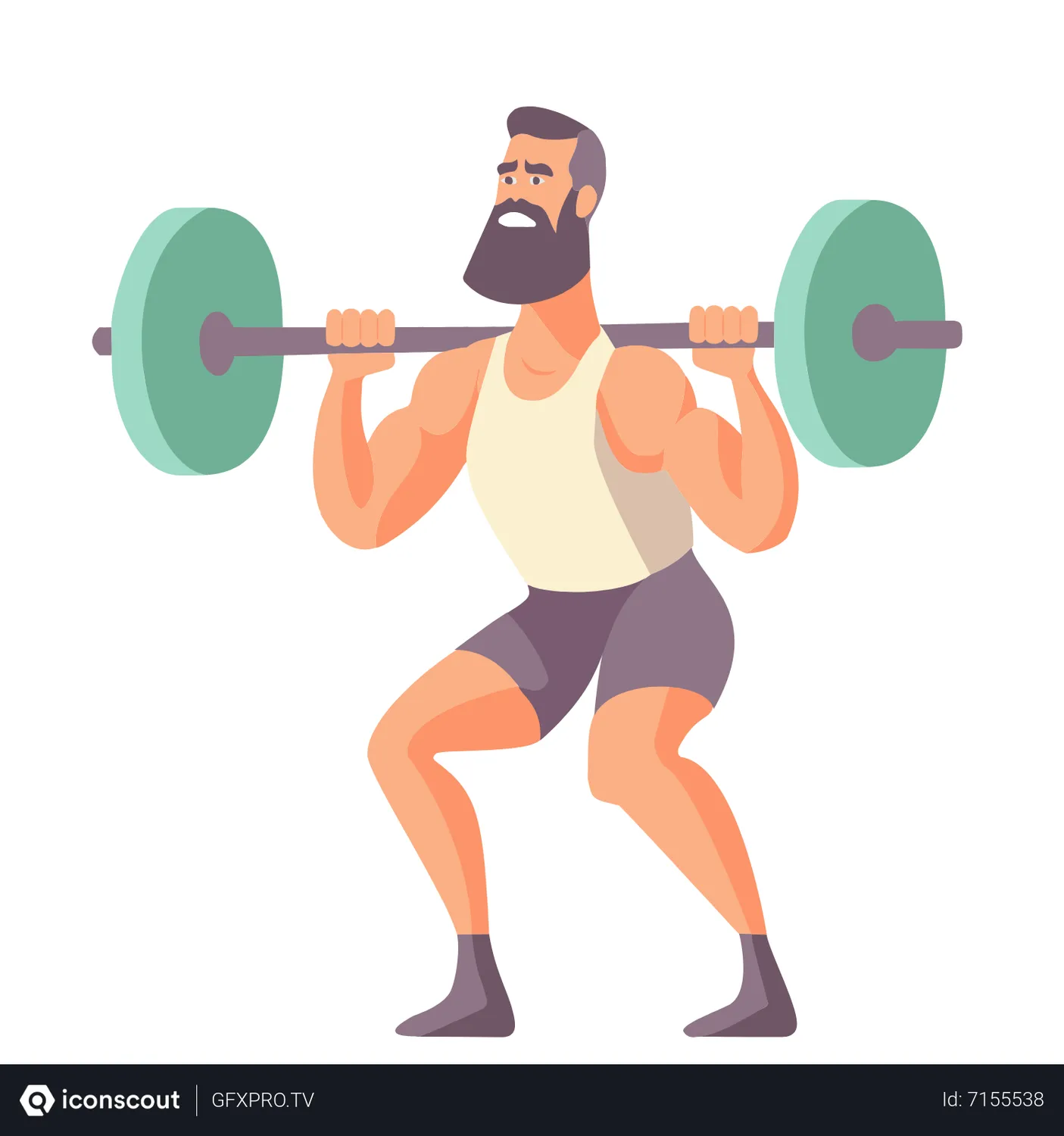 Free Man lifting barbell Animated Illustration download in JSON, LOTTIE ...