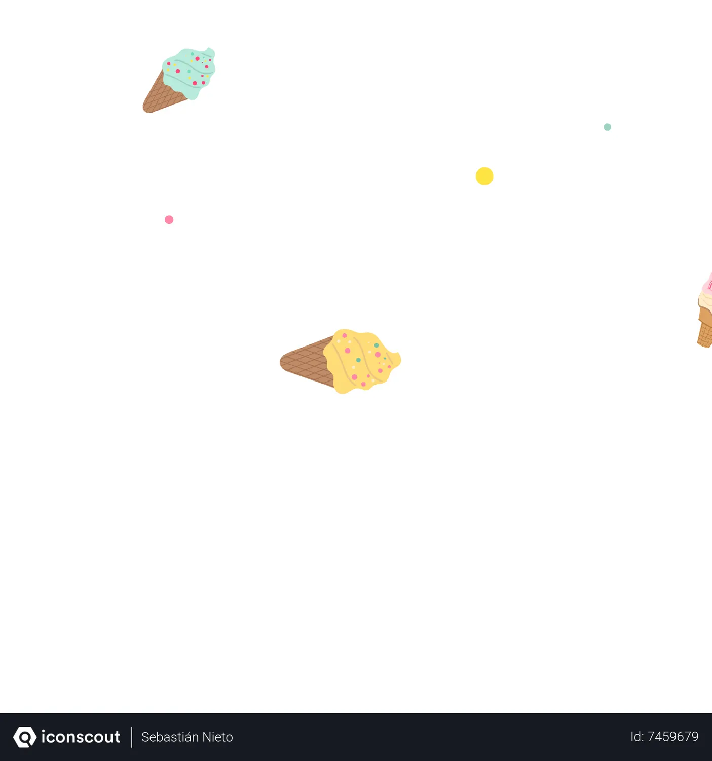 Free Rain Of Ice Cream Animated Icon download in JSON, LOTTIE or MP4 format