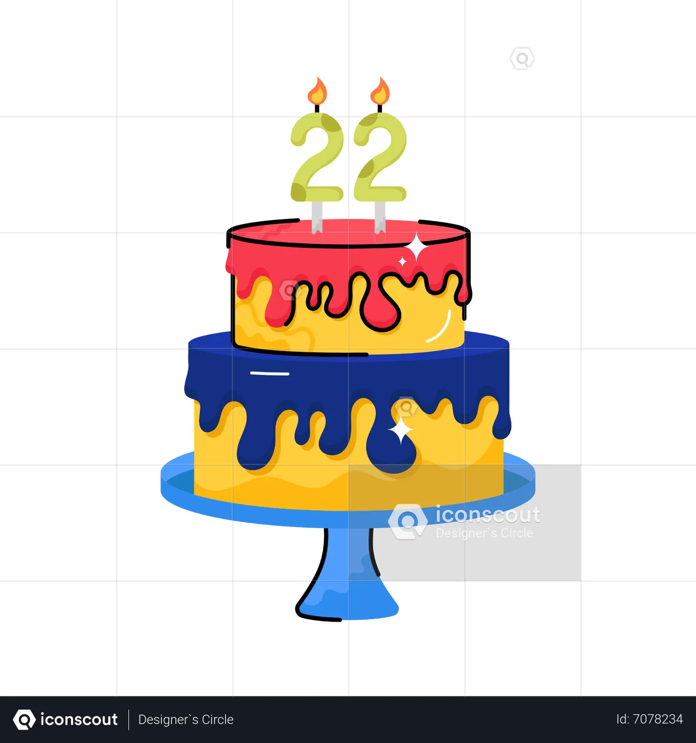 22 Years Birthday Cake Animated Icon download in JSON, LOTTIE or MP4 format