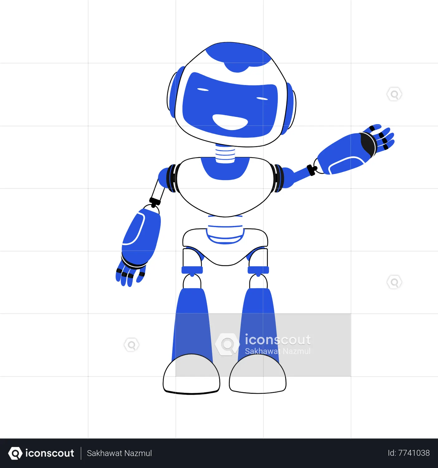 AI Robot waiving hand Animated Illustration download in JSON, LOTTIE or ...