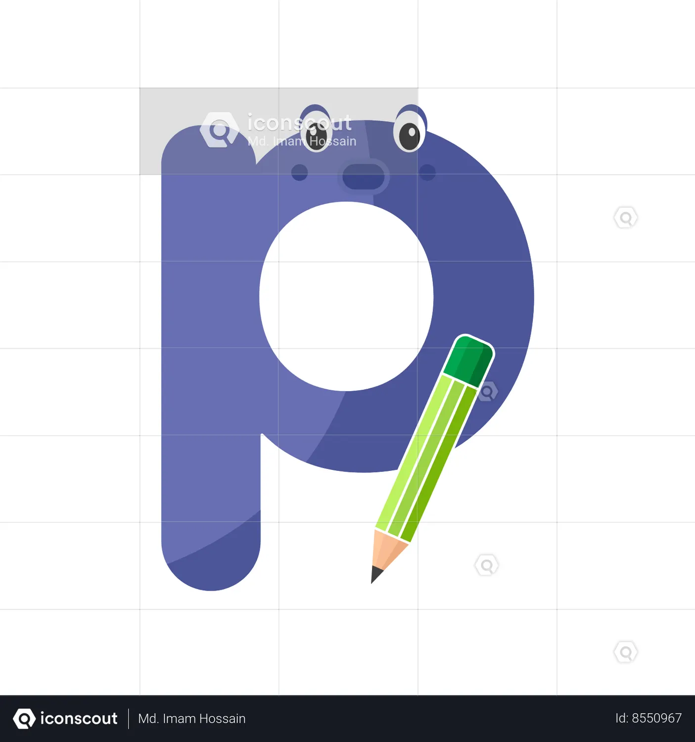 Alphabet Letter P Emoji Animated Icon download in JSON, LOTTIE or MP4