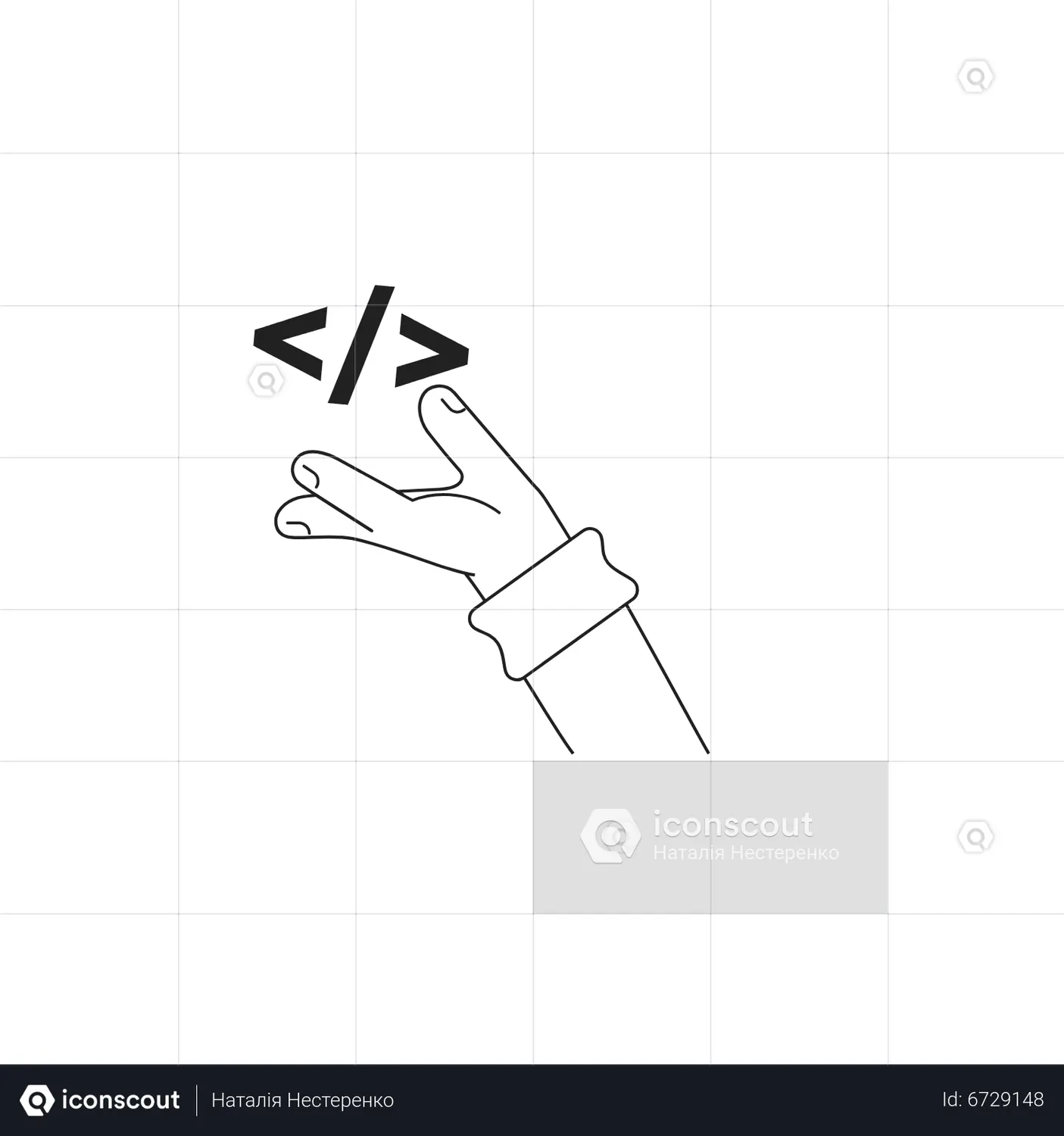 Angle Brackets On Hand Animated Icon download in JSON, LOTTIE or MP4 format