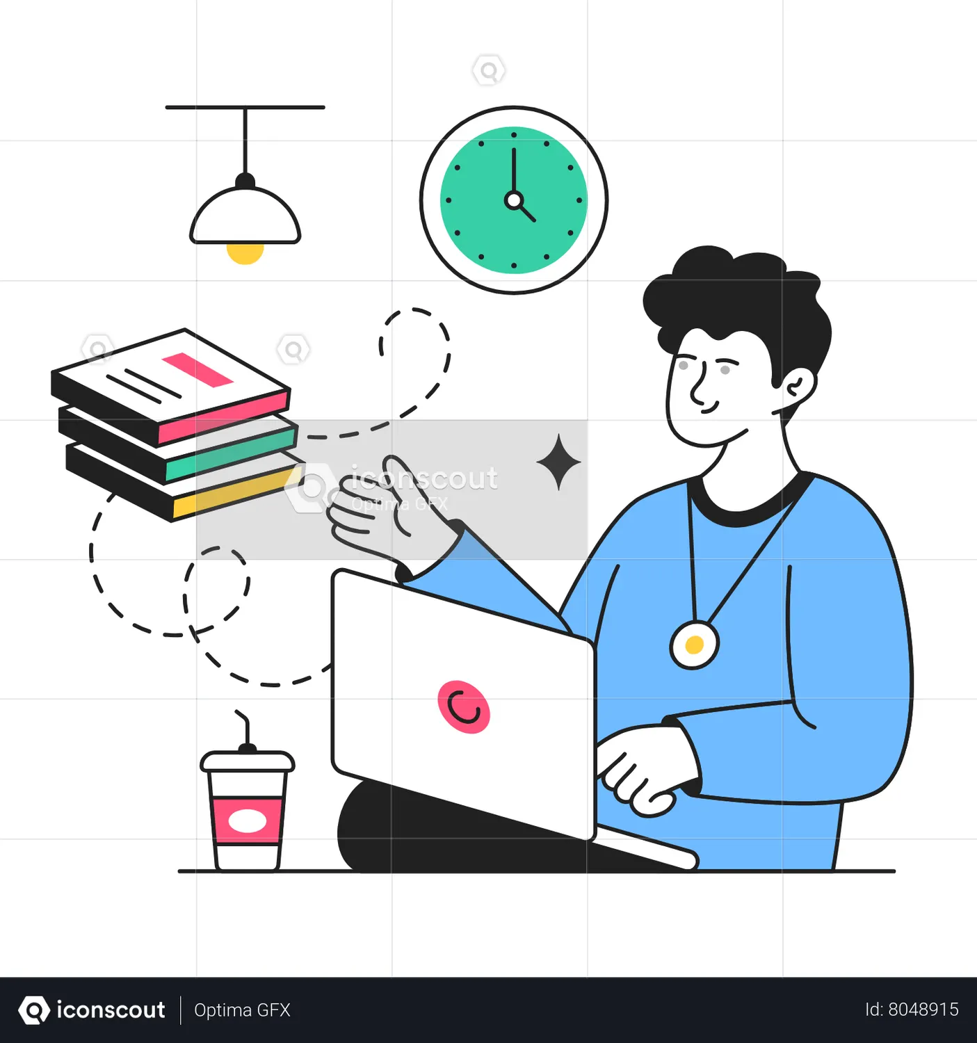 Assignment preparation animated illustration download in json lottie