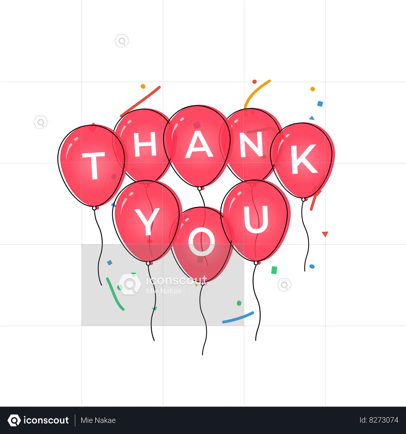 Balloons of Thank You with confetti Animated Icon download in JSON ...