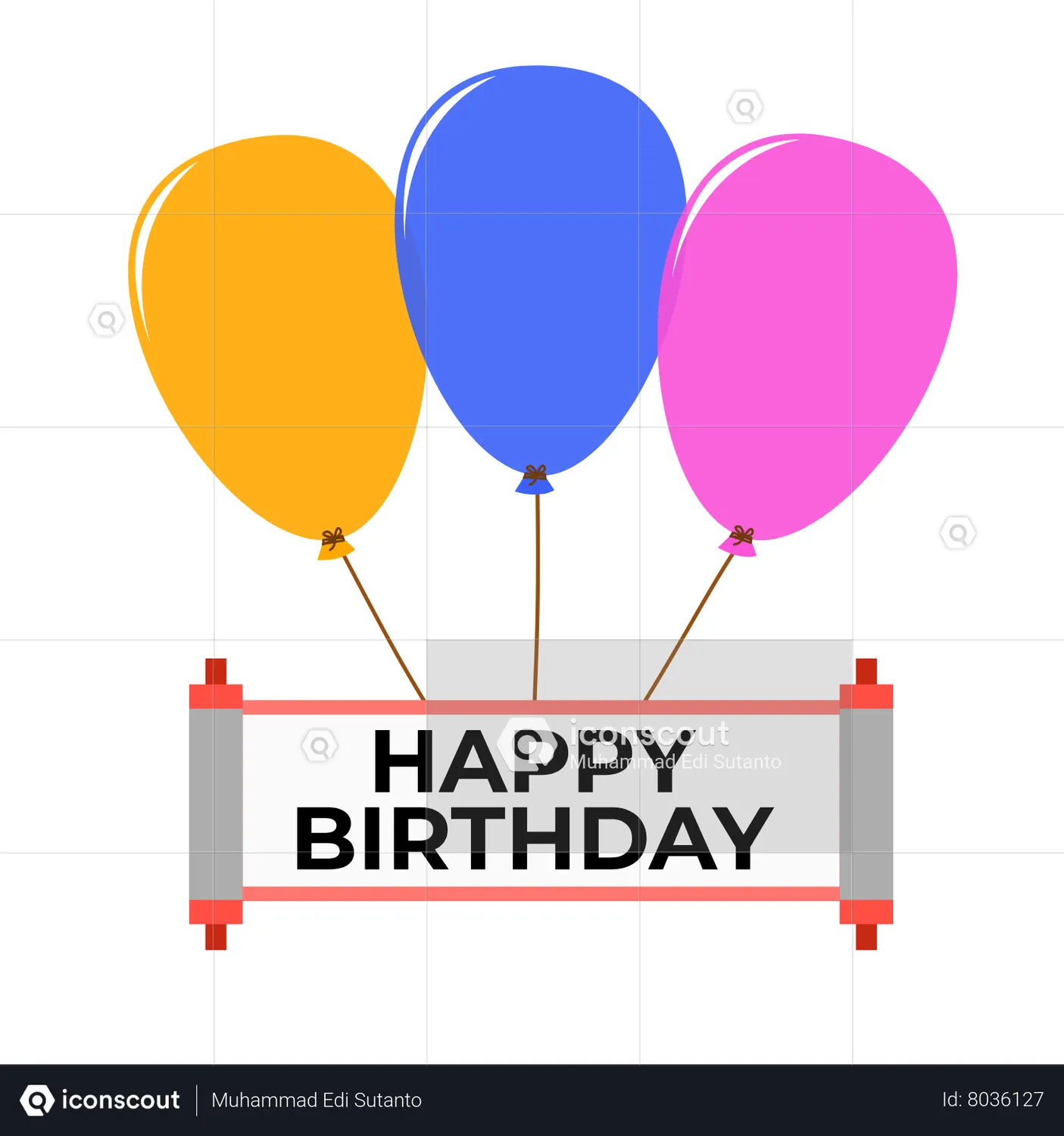 Birthday Balloons Animated Icon download in JSON, LOTTIE or MP4 format