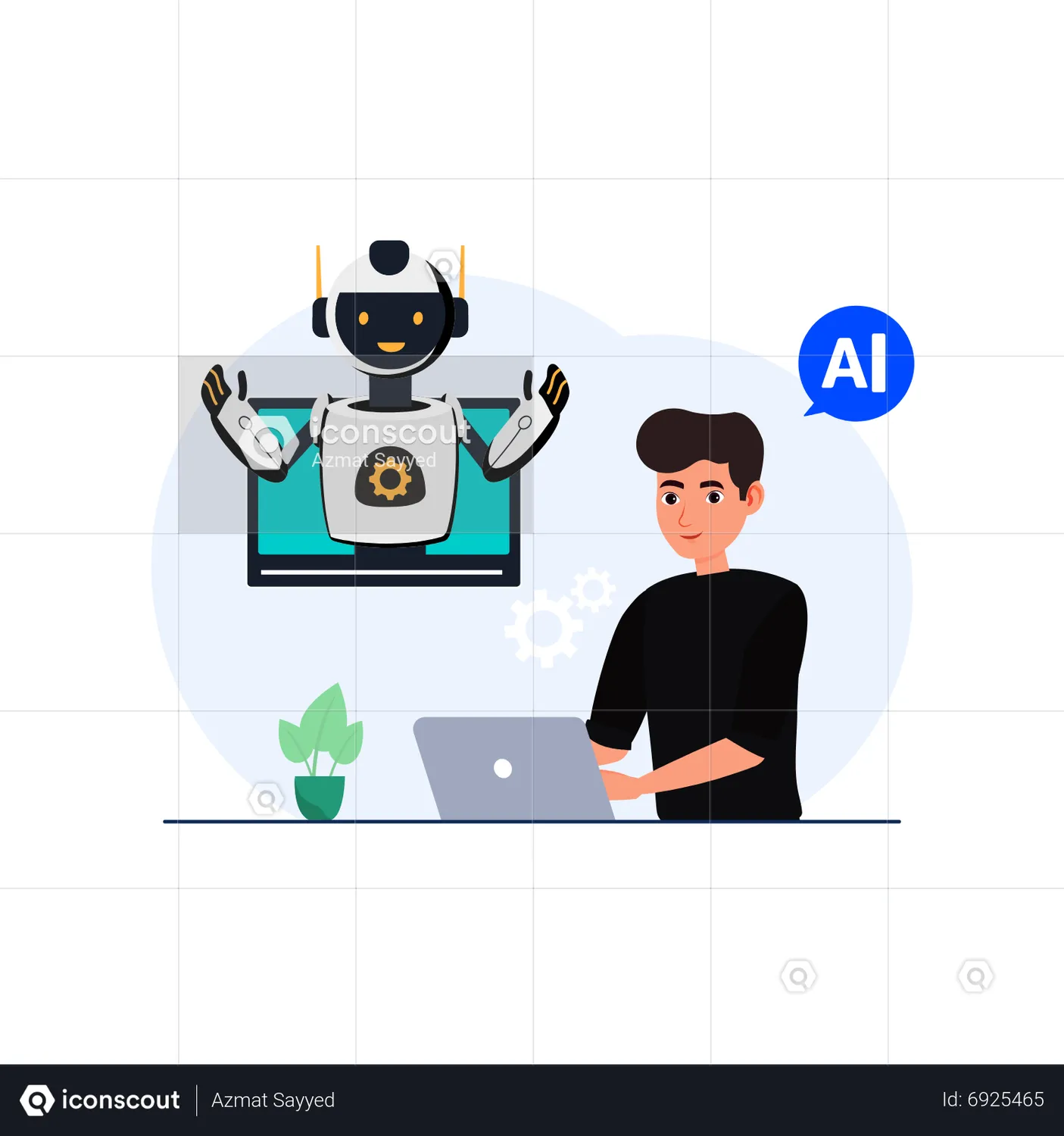 Boy asking question to AI chatbot Animated Icon download in JSON ...