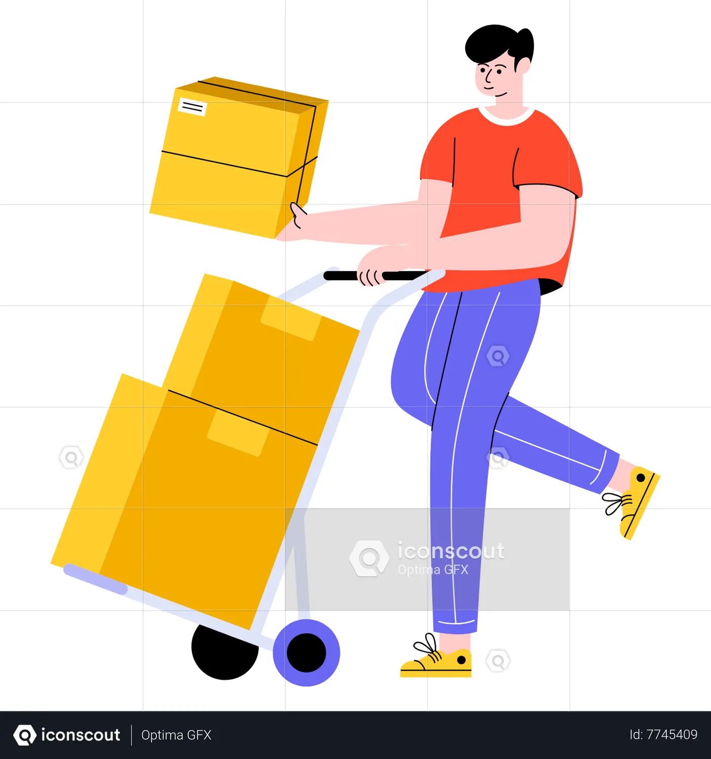 Boy carrying Parcel Animated Illustration download in JSON, LOTTIE or ...