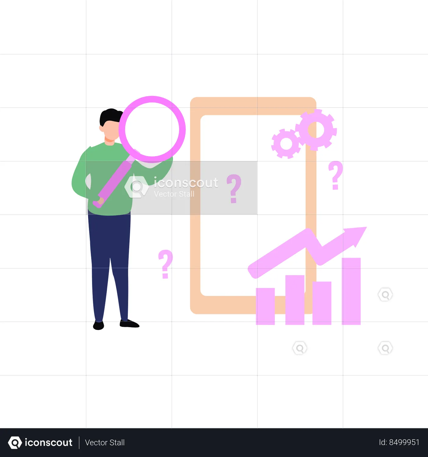 Boy holding magnifier Animated Illustration download in JSON, LOTTIE or MP4 format