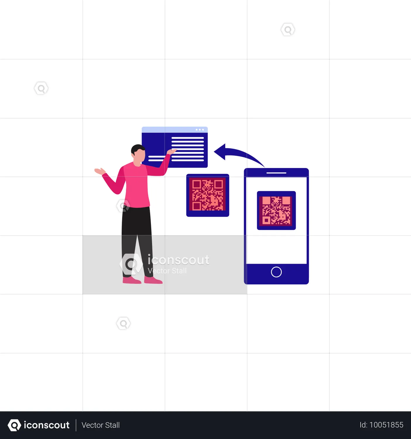 Boy Is Explaining About Data Transfer Through QR Code Animation - Free ...
