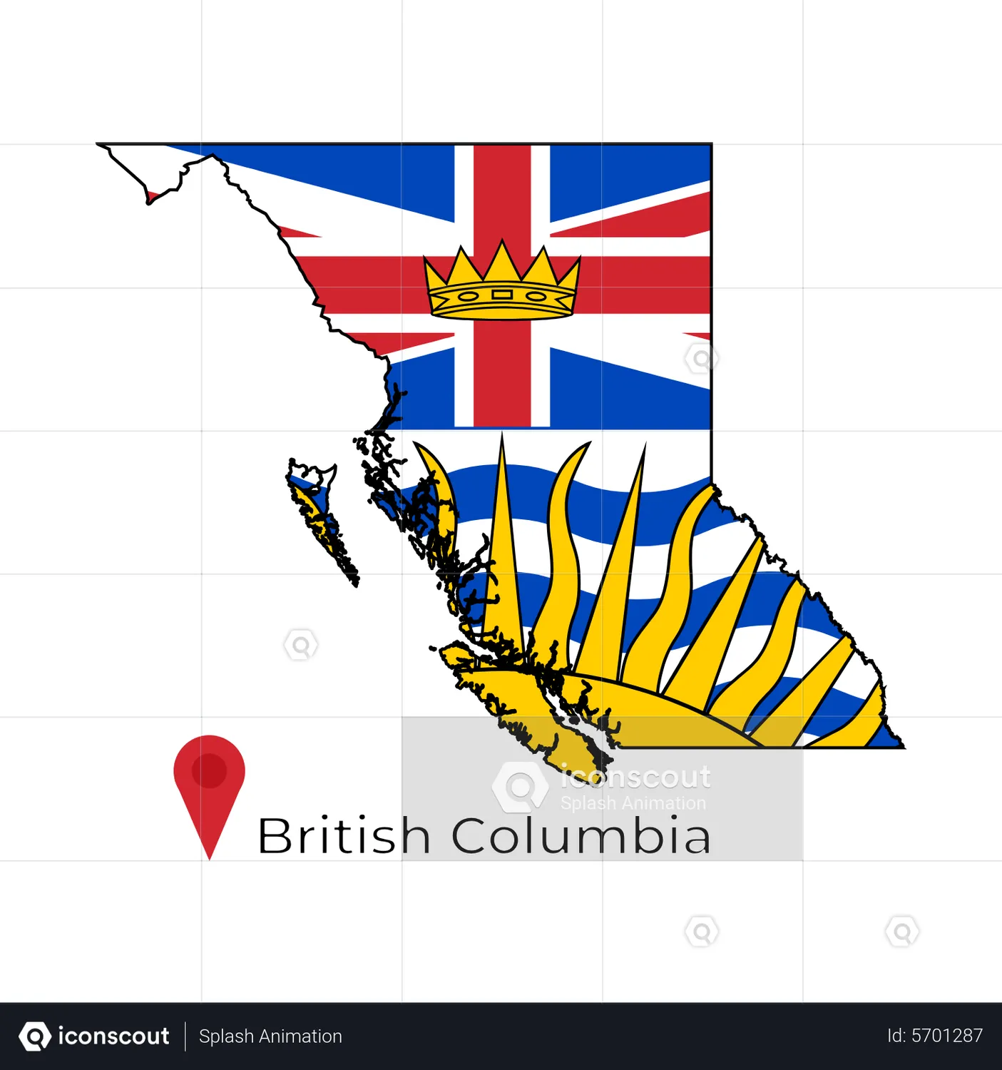 British Columbia flag map Flag Animated Illustration download in JSON ...