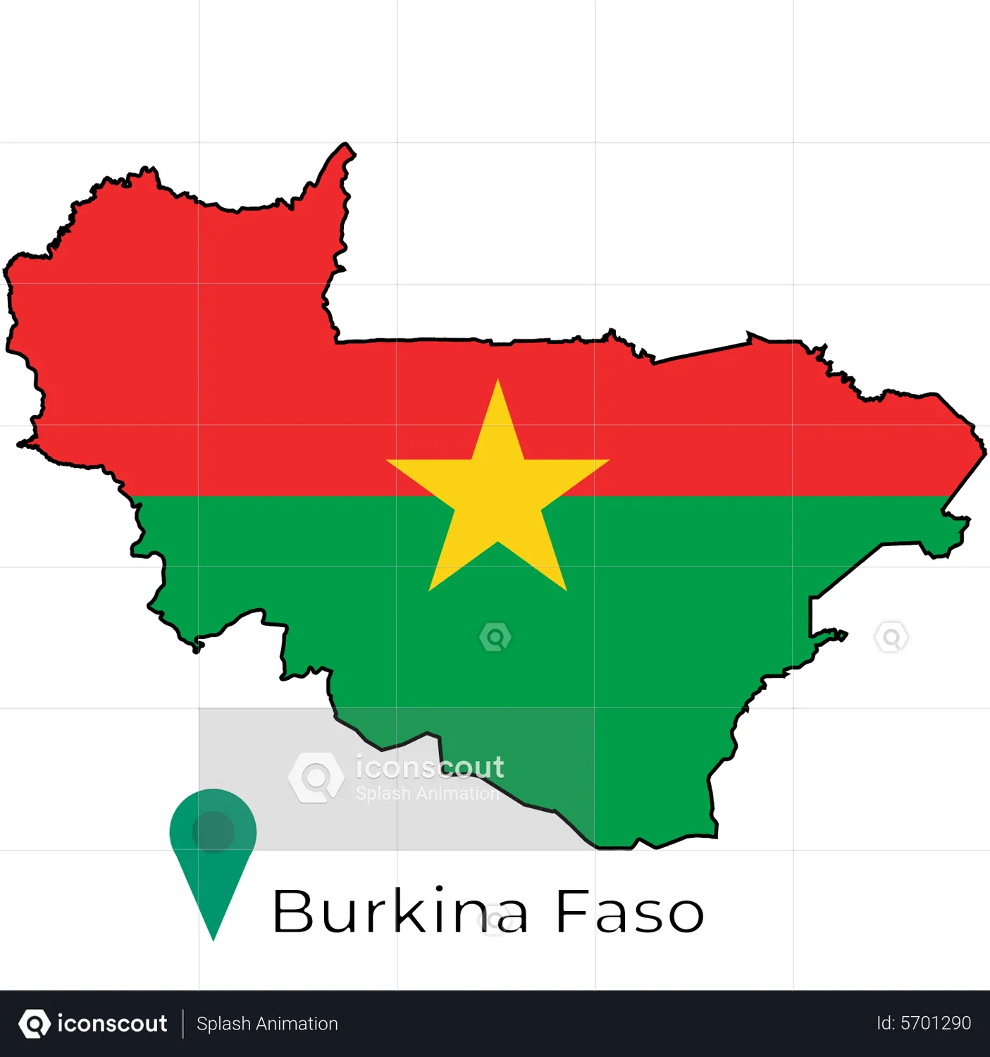 Premium PSD  Burkina faso flag map