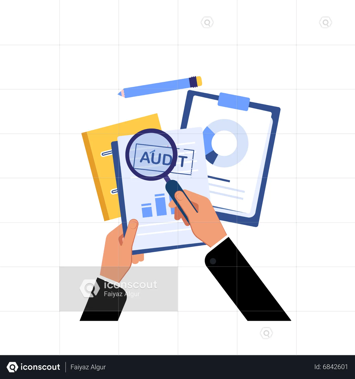 Business Audit Animated Illustration download in JSON, LOTTIE or MP4 format