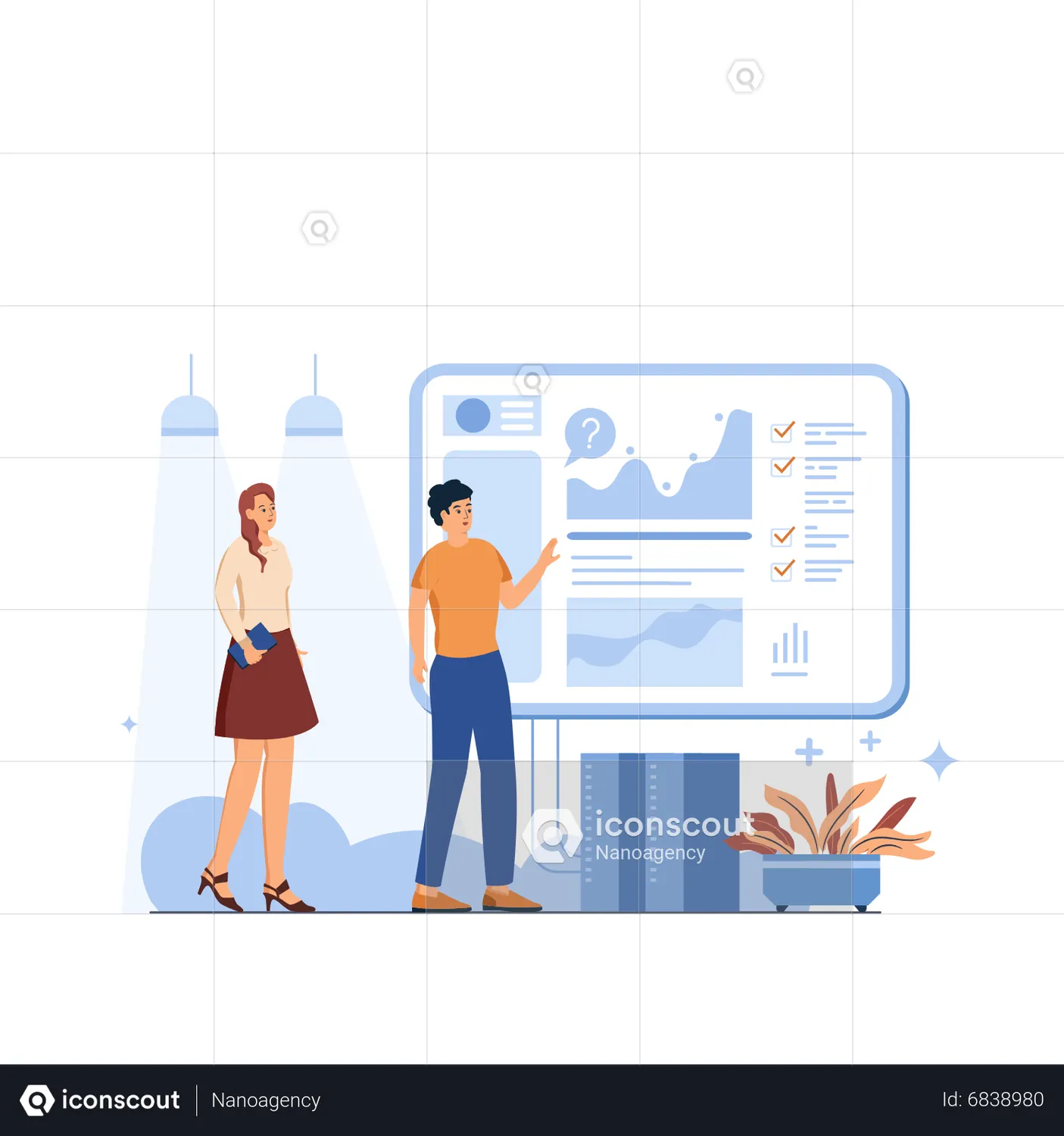 Business Data Analysis Animated Illustration download in JSON, LOTTIE ...