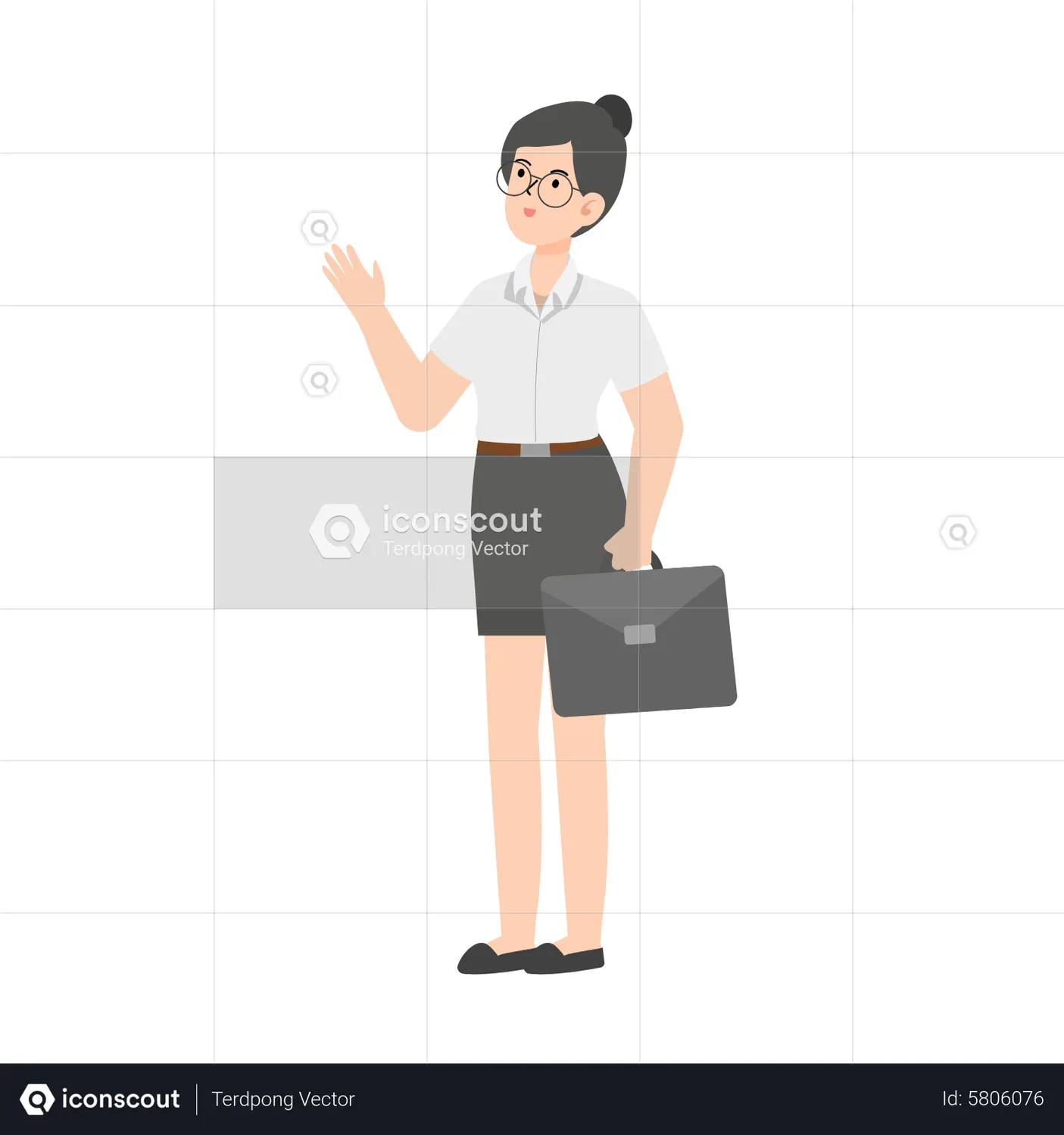 Business woman holding briefcase Animated Illustration download in JSON