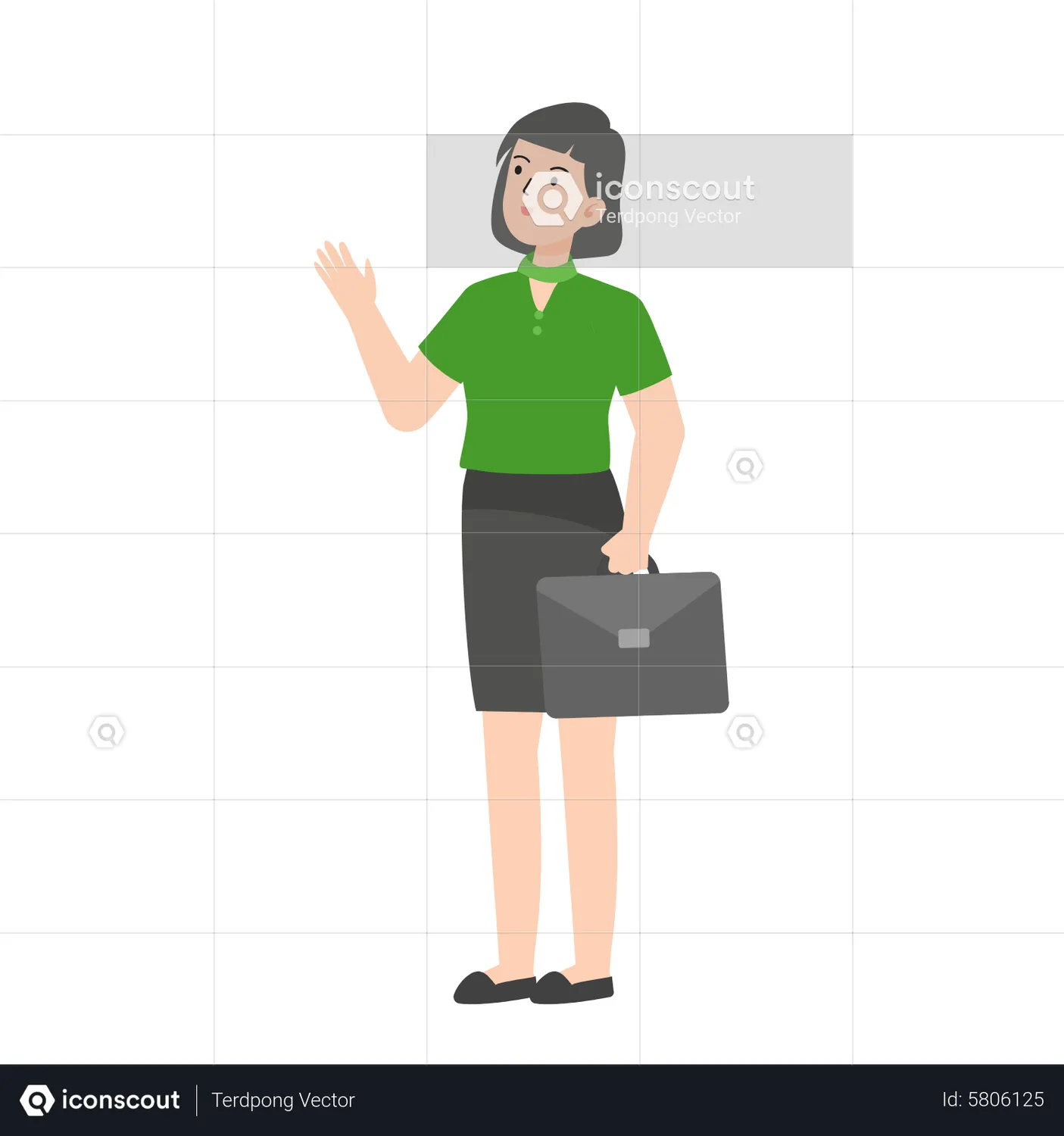 Business woman holding briefcase Animated Illustration download in JSON