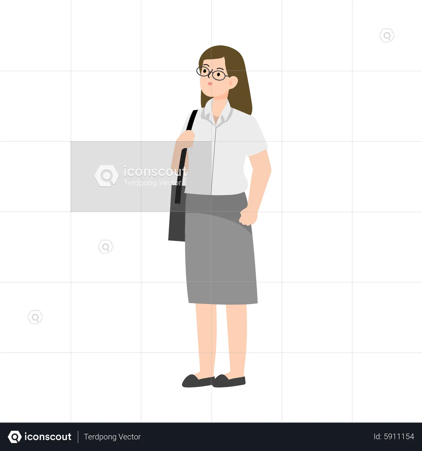 Business woman holding briefcase Animated Illustration download in JSON