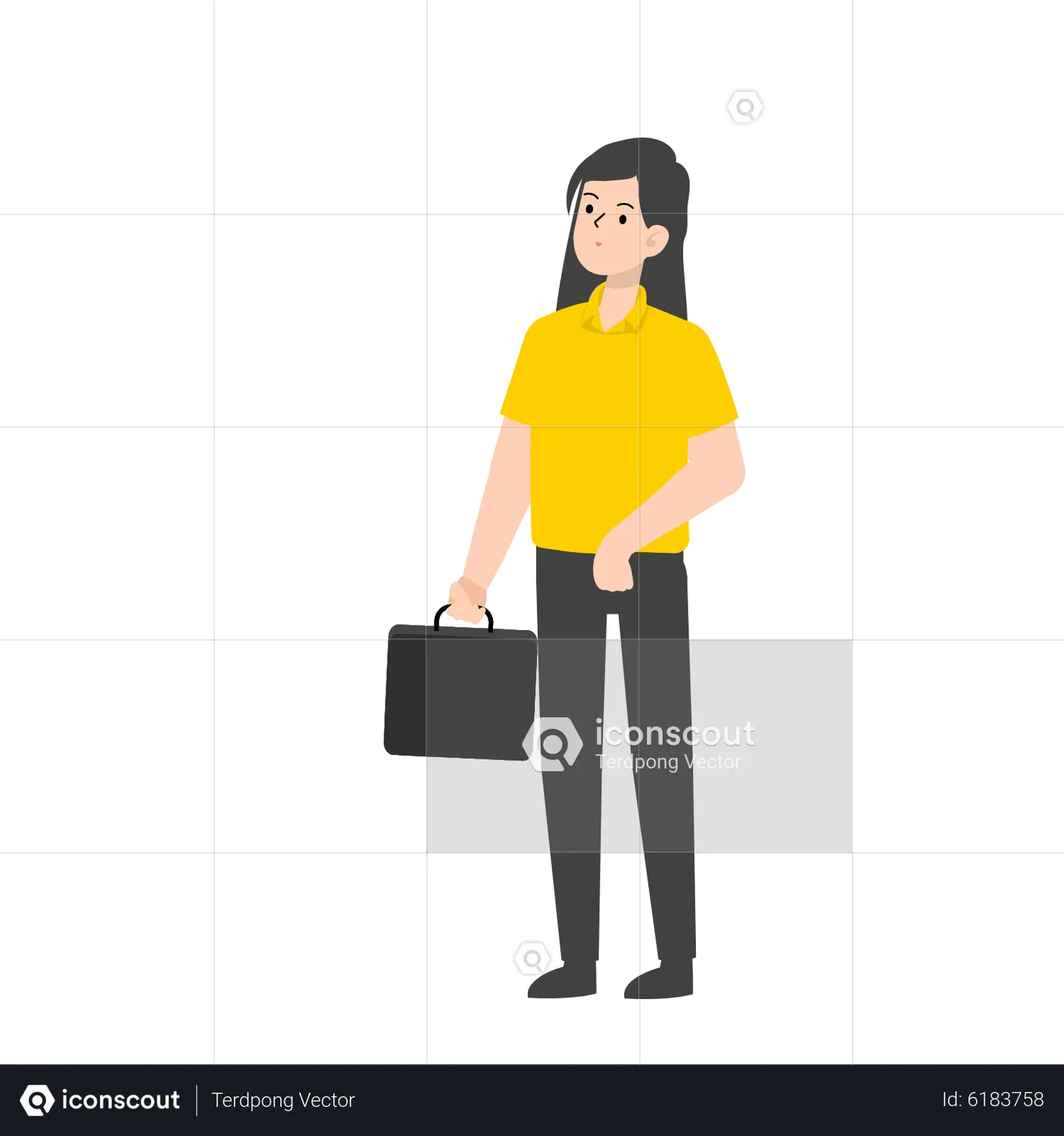 Business woman holding briefcase Animated Illustration download in JSON