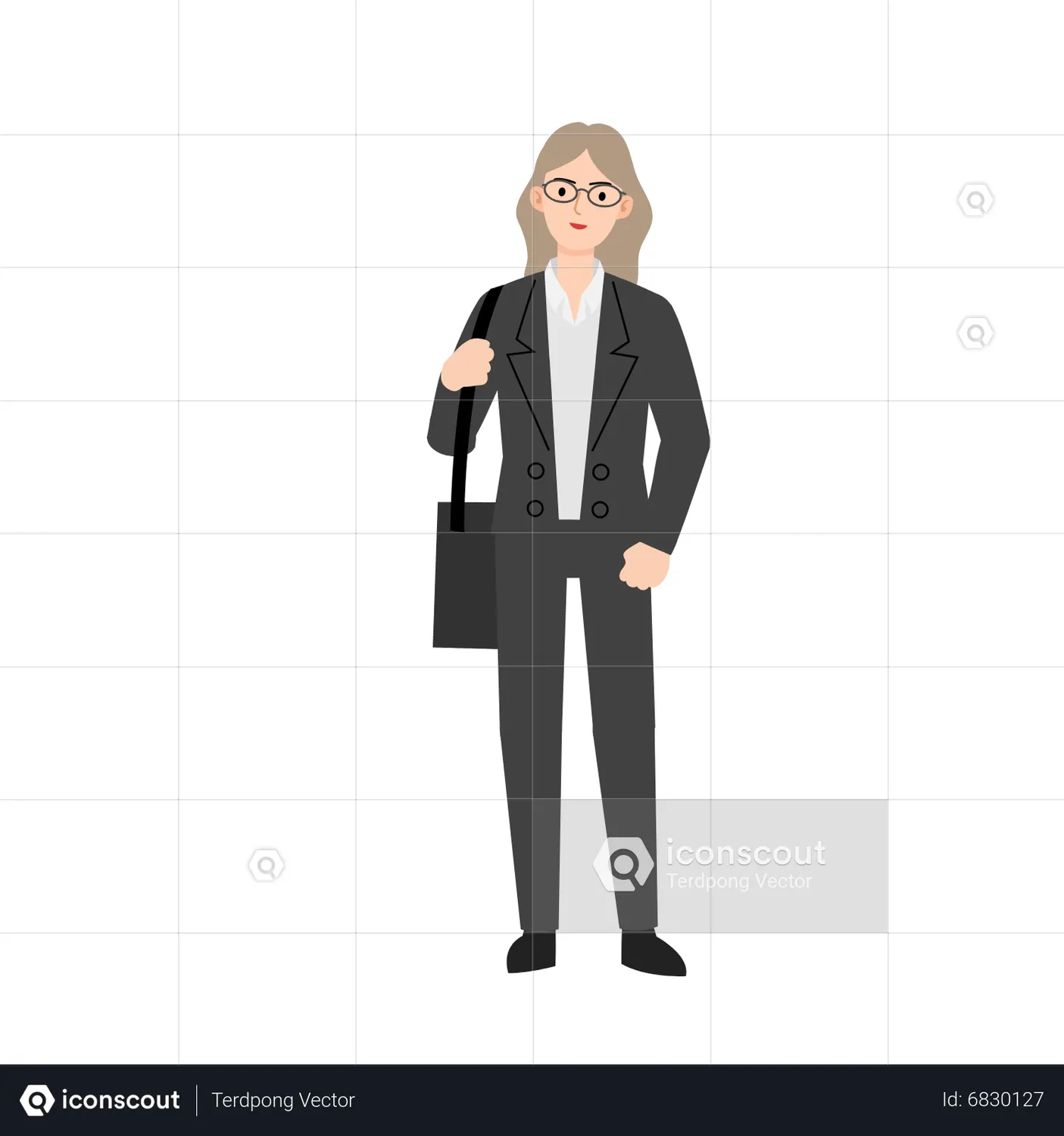 Business woman holding briefcase Animated Illustration download in JSON