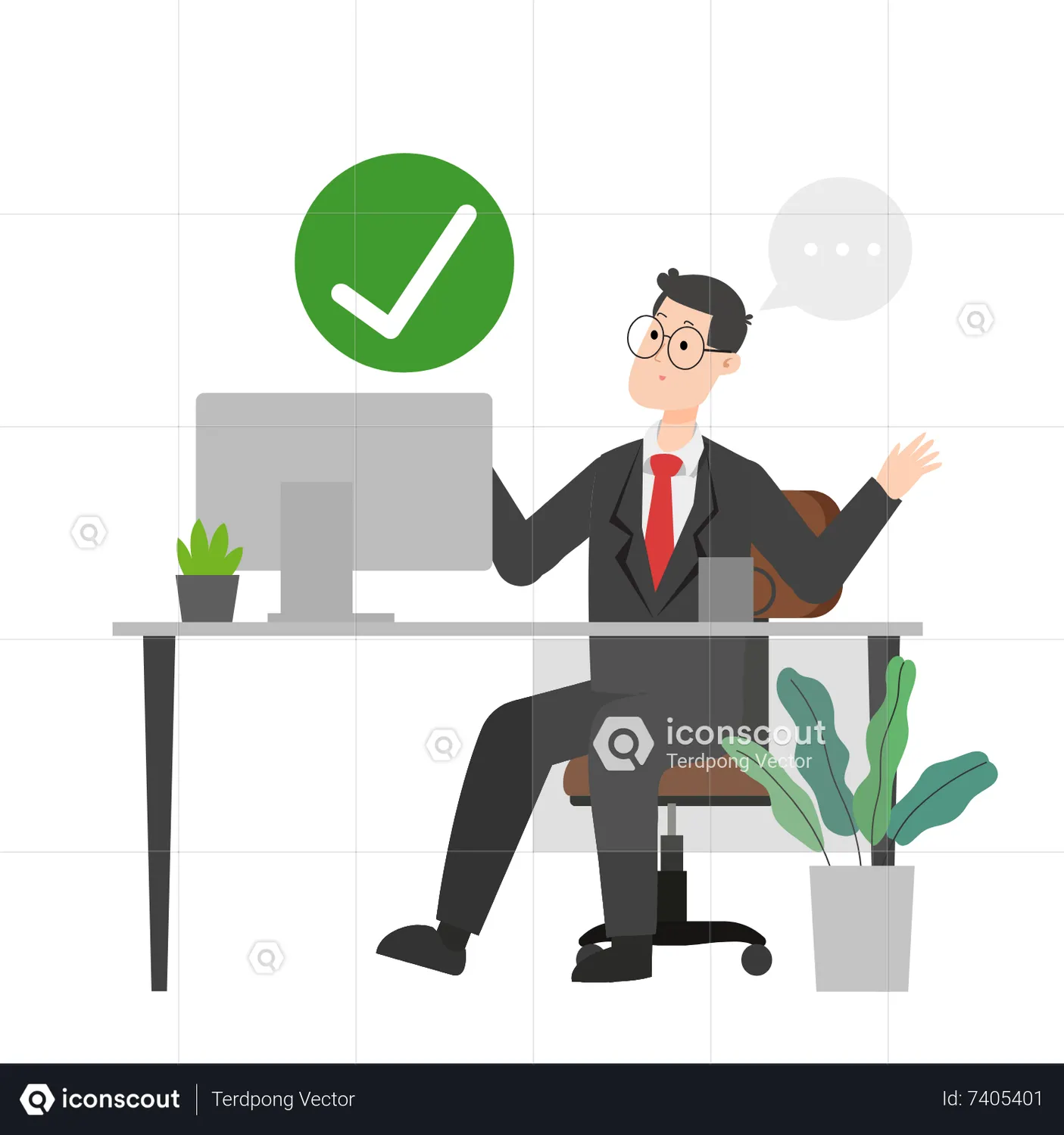 Businessman Checking Work Animated Illustration download in JSON ...
