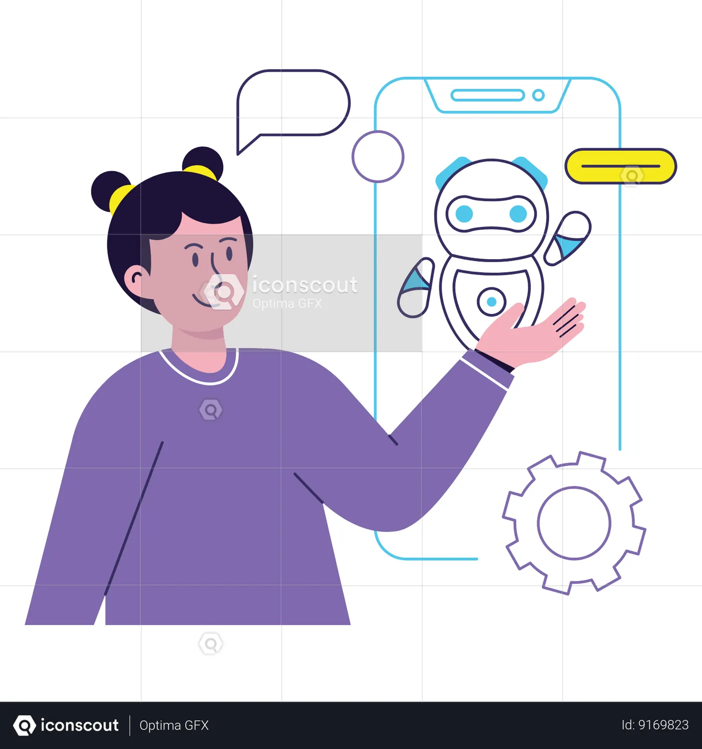 Chatbots Animated Illustration download in JSON, LOTTIE or MP4 format