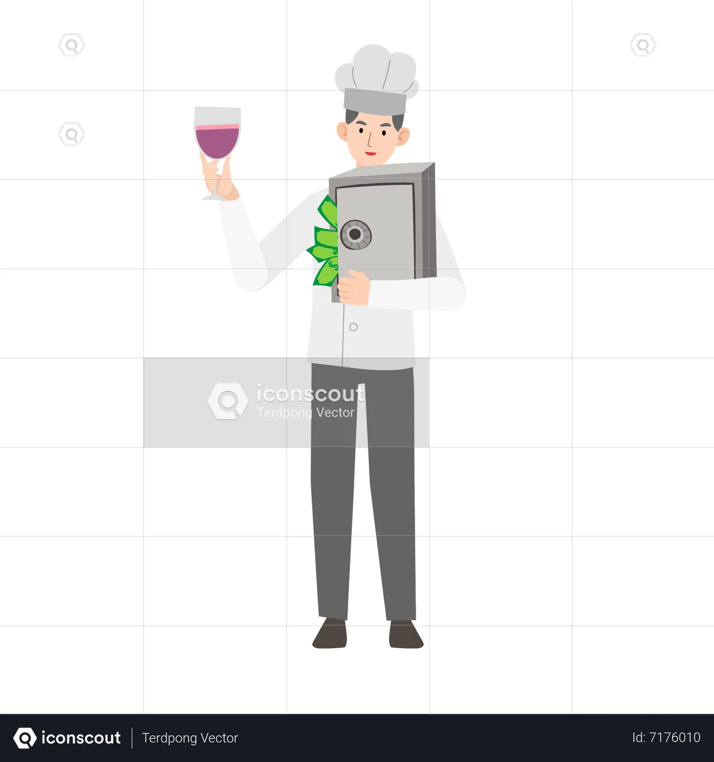 Chef using bank safe locker Animated Illustration download in JSON ...