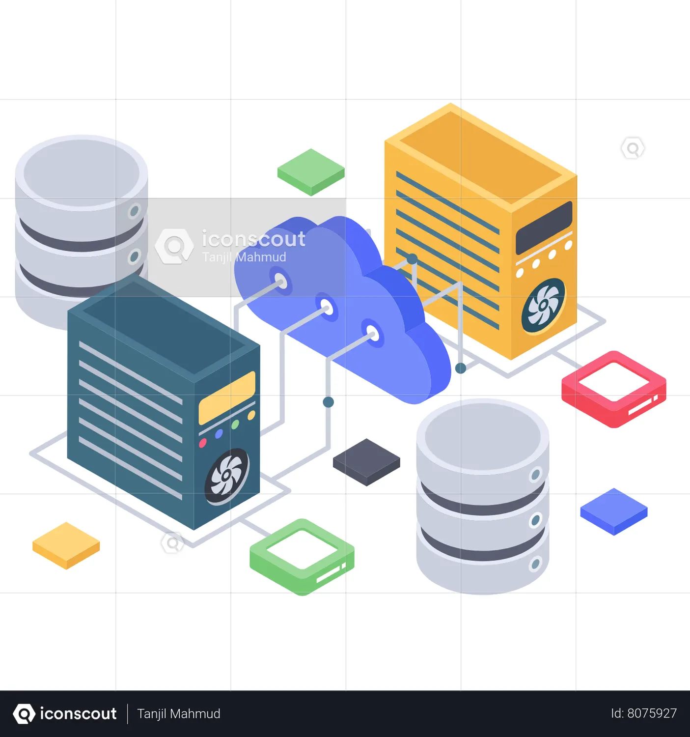 Cloud Server Saas Data Processing Animated Illustration download in ...