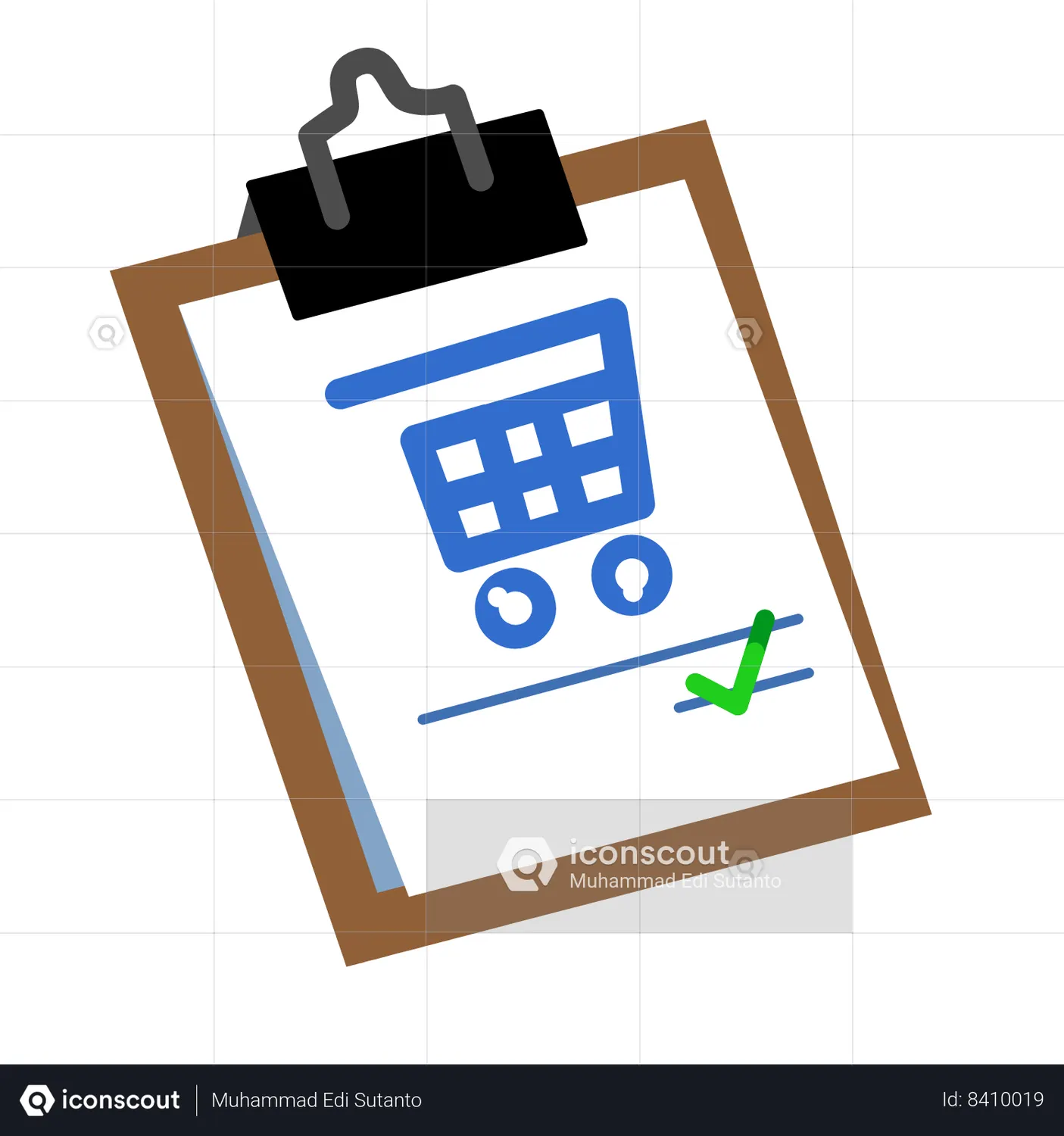 Correct Checkmark on Shopping Cart Notes Animated Icon download in JSON