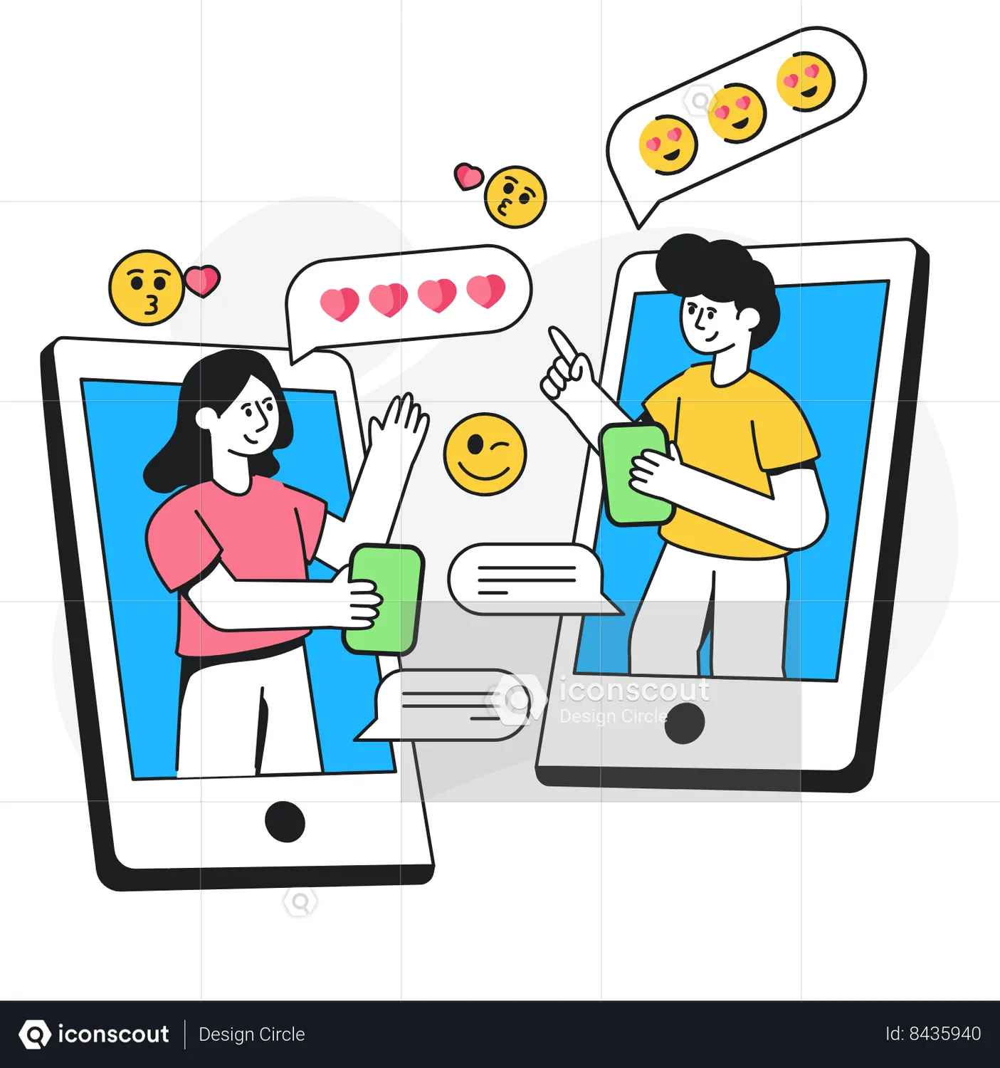 Couple Flirting In Chat Room Animation - Free Download Relationship Animations | IconScout