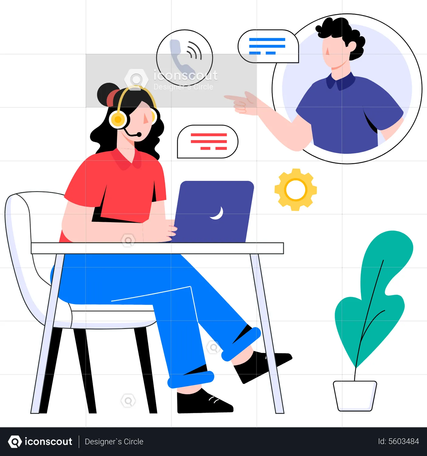 Customer Service Animated Illustration Download In Json, Lottie Or Mp4 