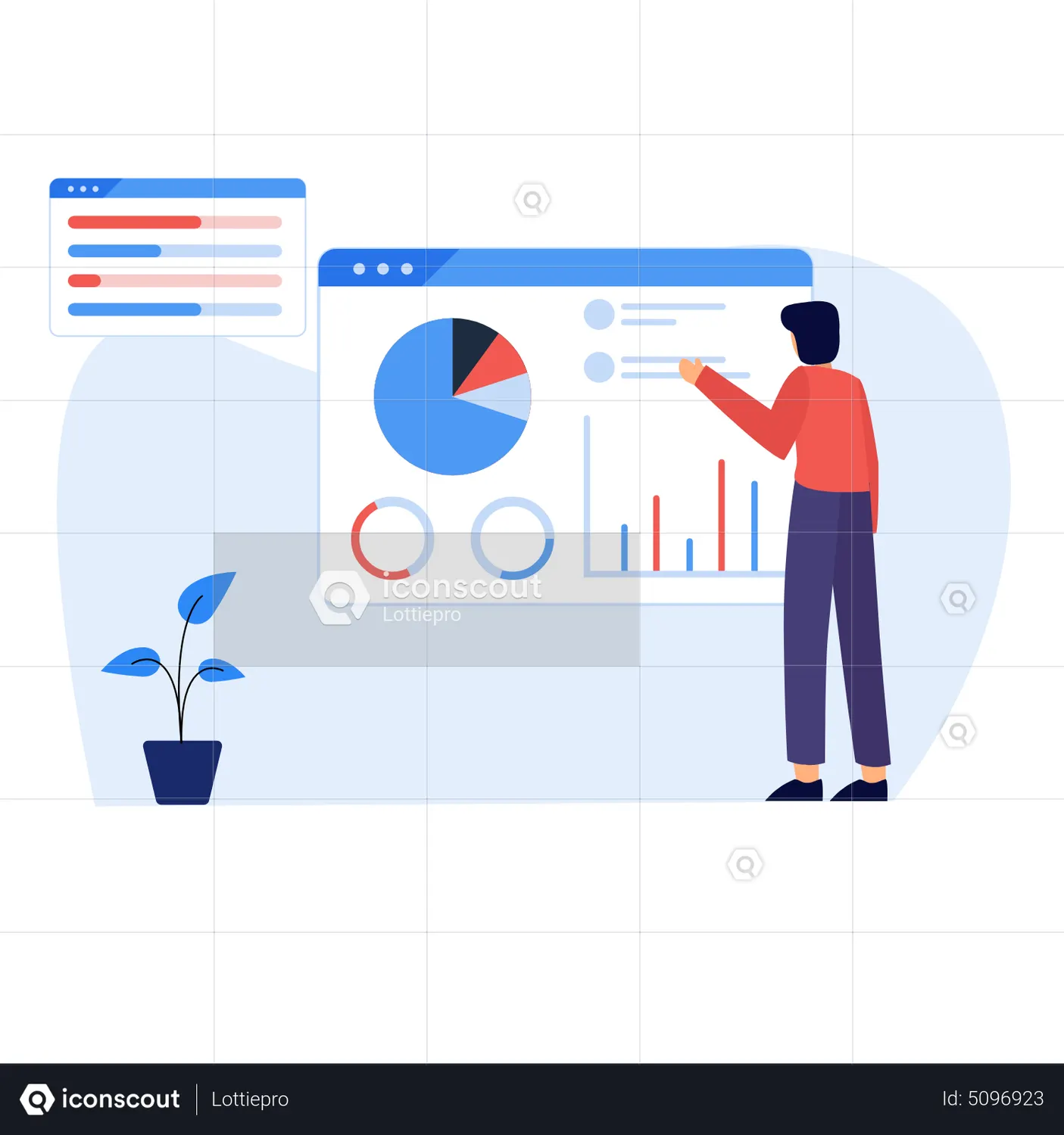Data Analysis Animated Illustration download in JSON, LOTTIE or MP4 format