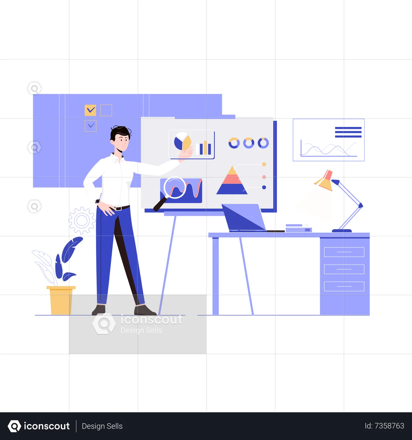 Data analysis Animated Illustration download in JSON, LOTTIE or MP4 format