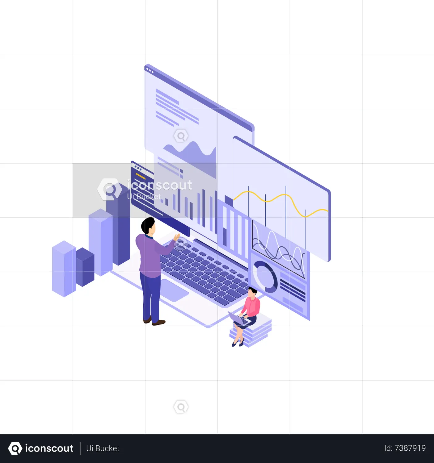 Data Analysis Animated Illustration download in JSON, LOTTIE or MP4 format
