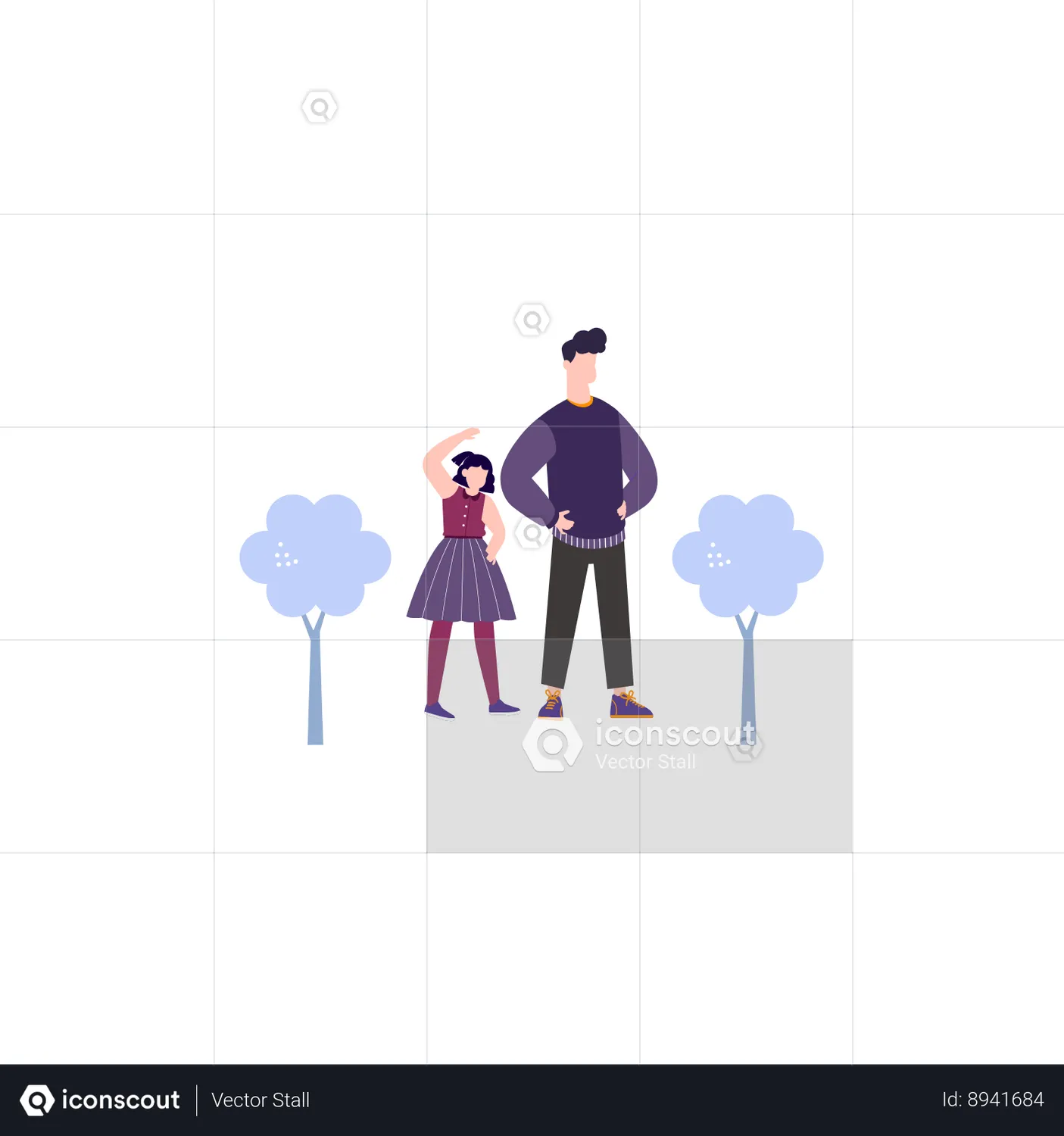 Daughter And Father Are Standing Animation - Free Download Festival &amp; Days Animations | IconScout