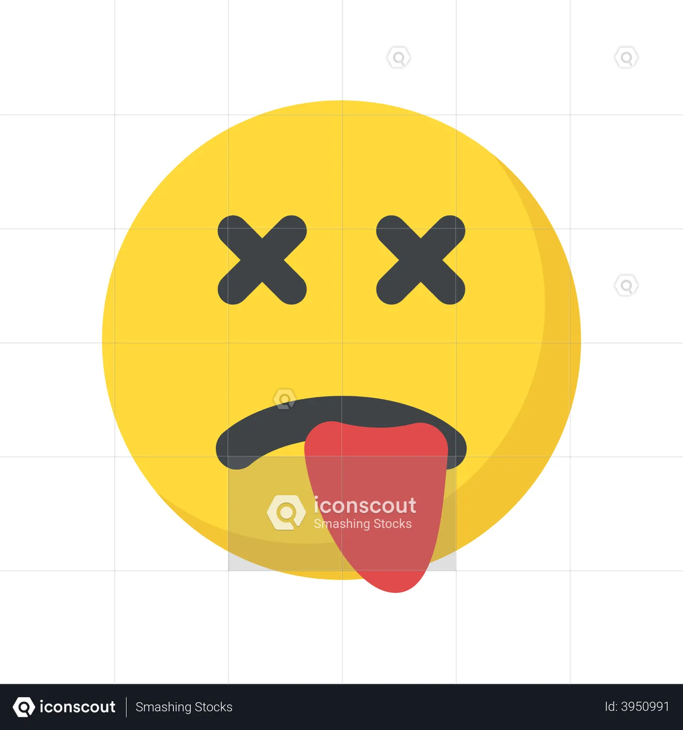 Dead Emoticon Emoji Animated Icon download in JSON, LOTTIE or MP4 format