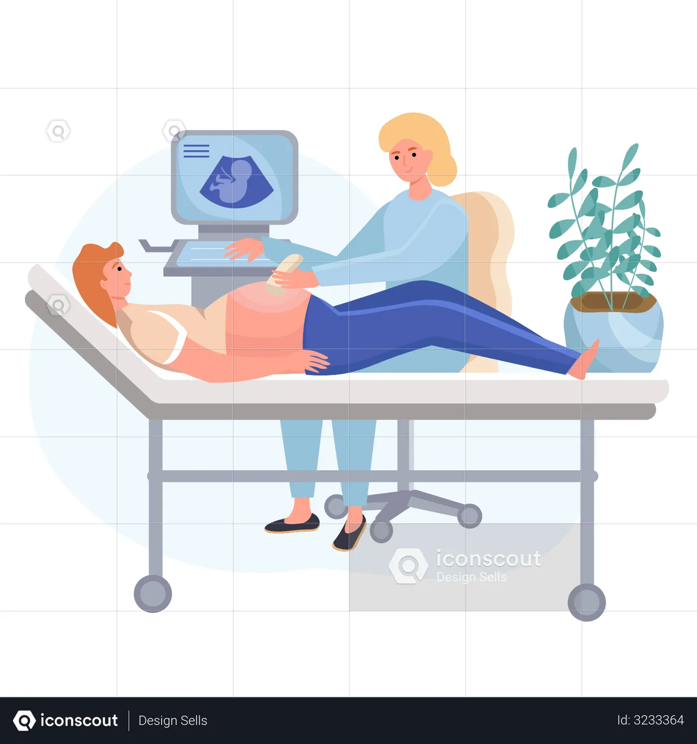 Doctor Doing Pregnancy Ultrasound Examination Lottie Animation ...