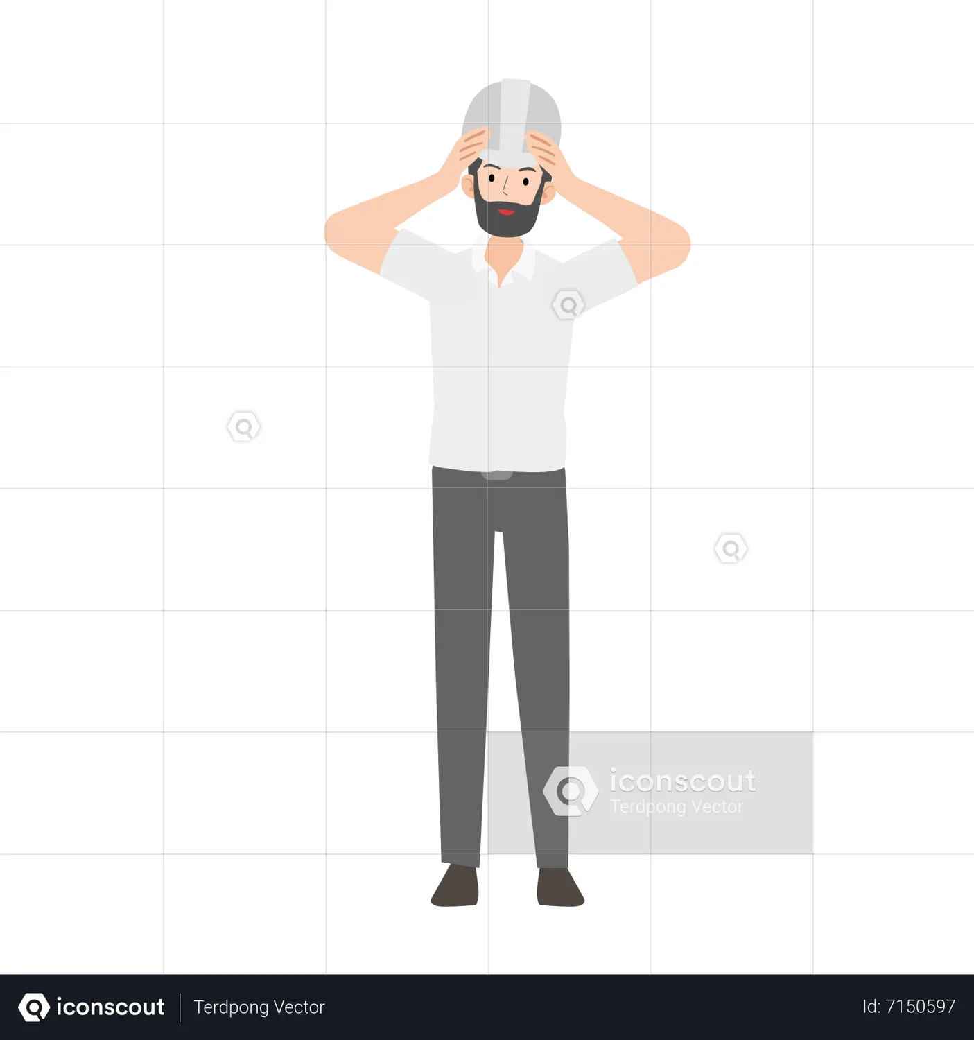 Engineer Doing Stressful Pose Animated Illustration download in JSON ...