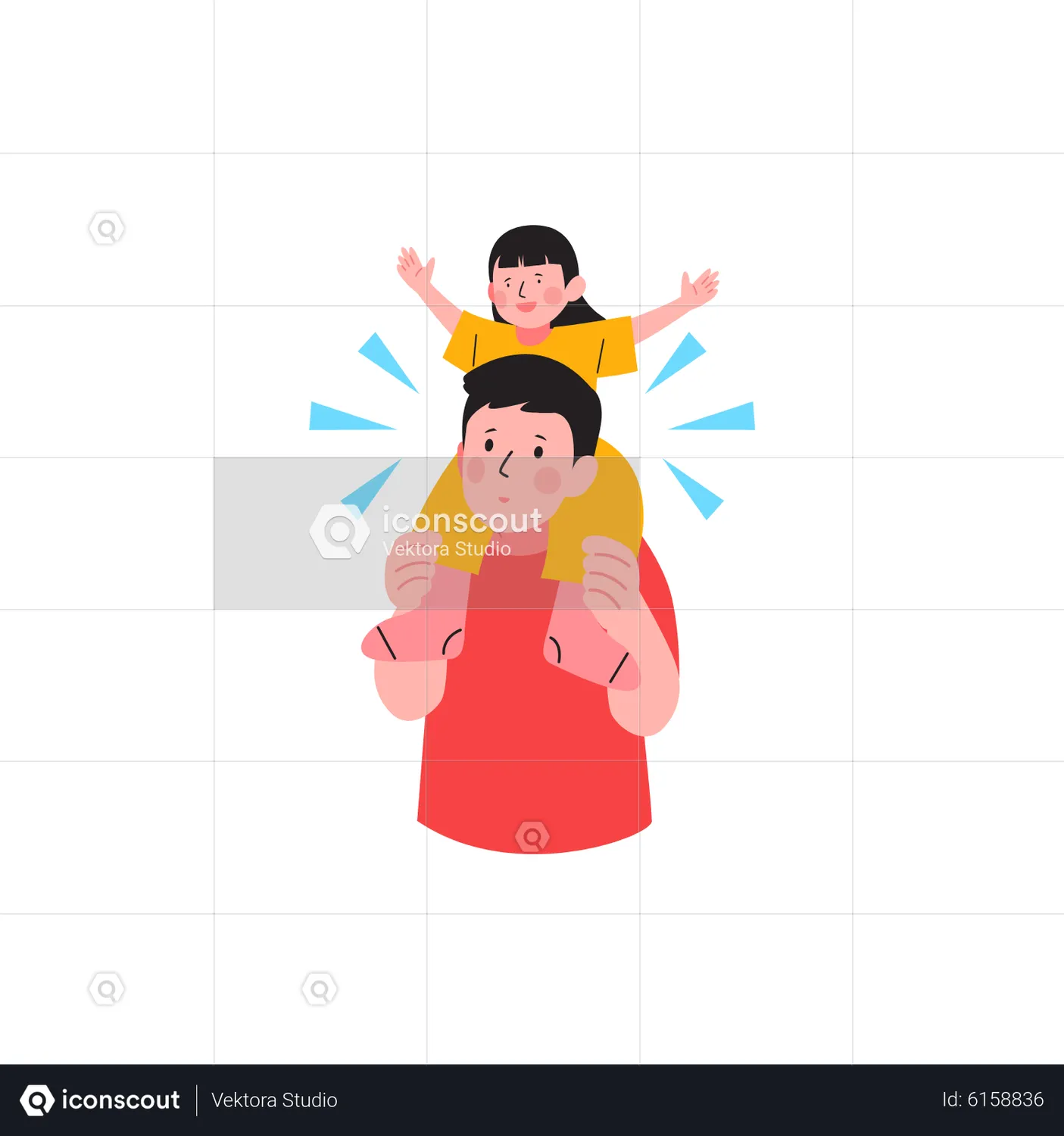 Father Carry Daughter Animation - Free Download Festival &amp; Days Animations | IconScout