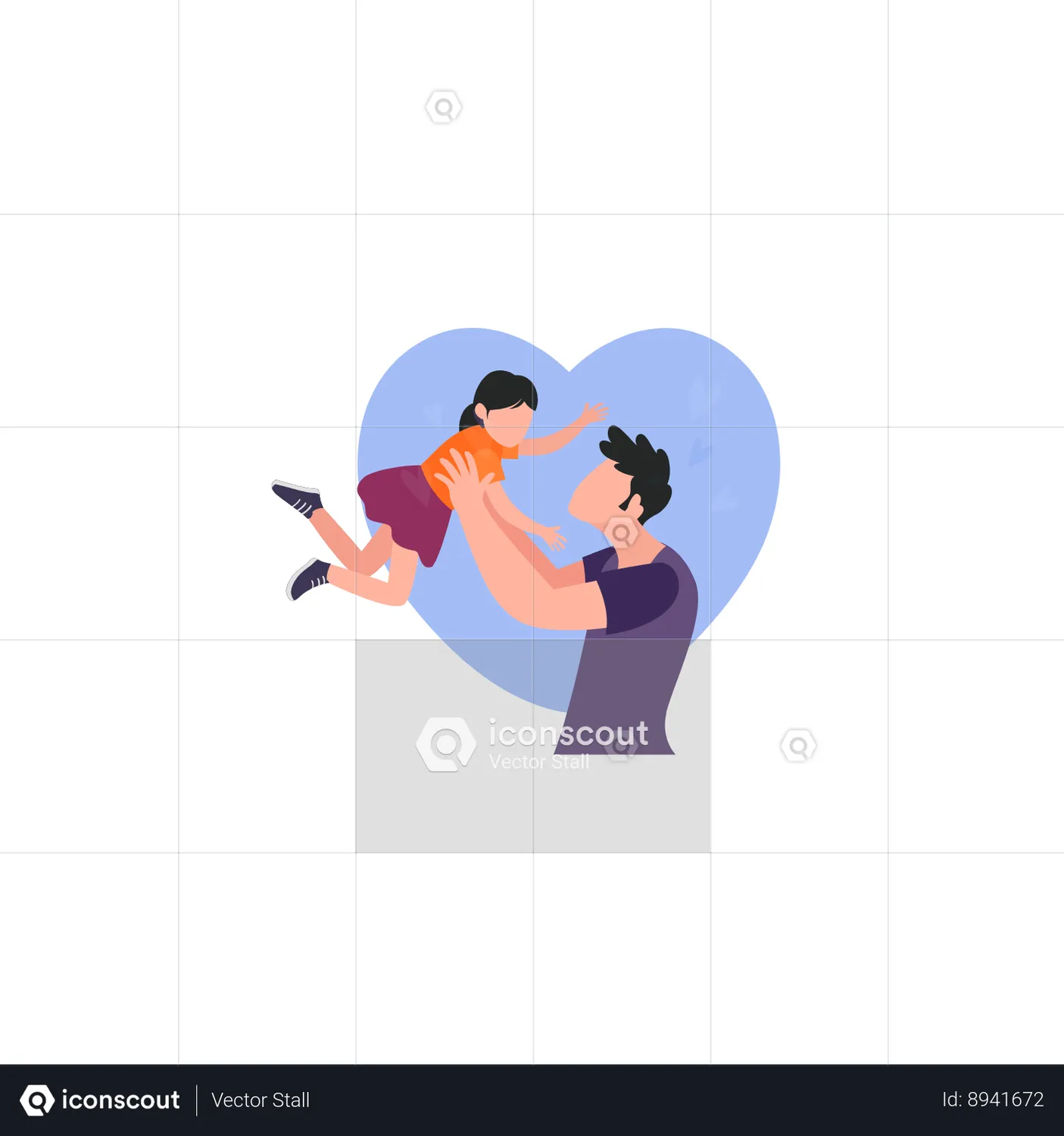 Father Holding Daughter In His Hand Animation - Free Download Festival & Days Animations | IconScout