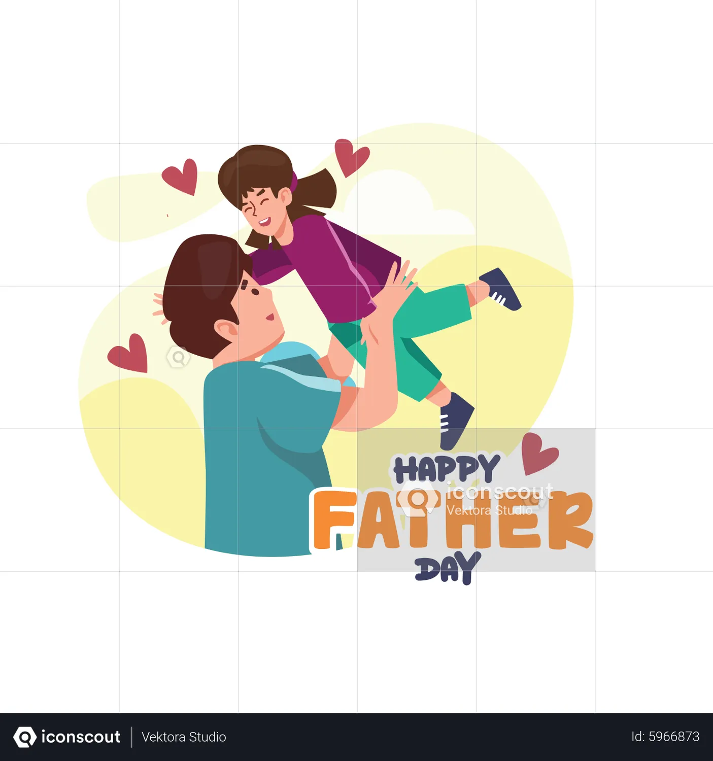 Father lifting his daughter  Animated Illustration download in JSON, LOTTIE or MP4 format