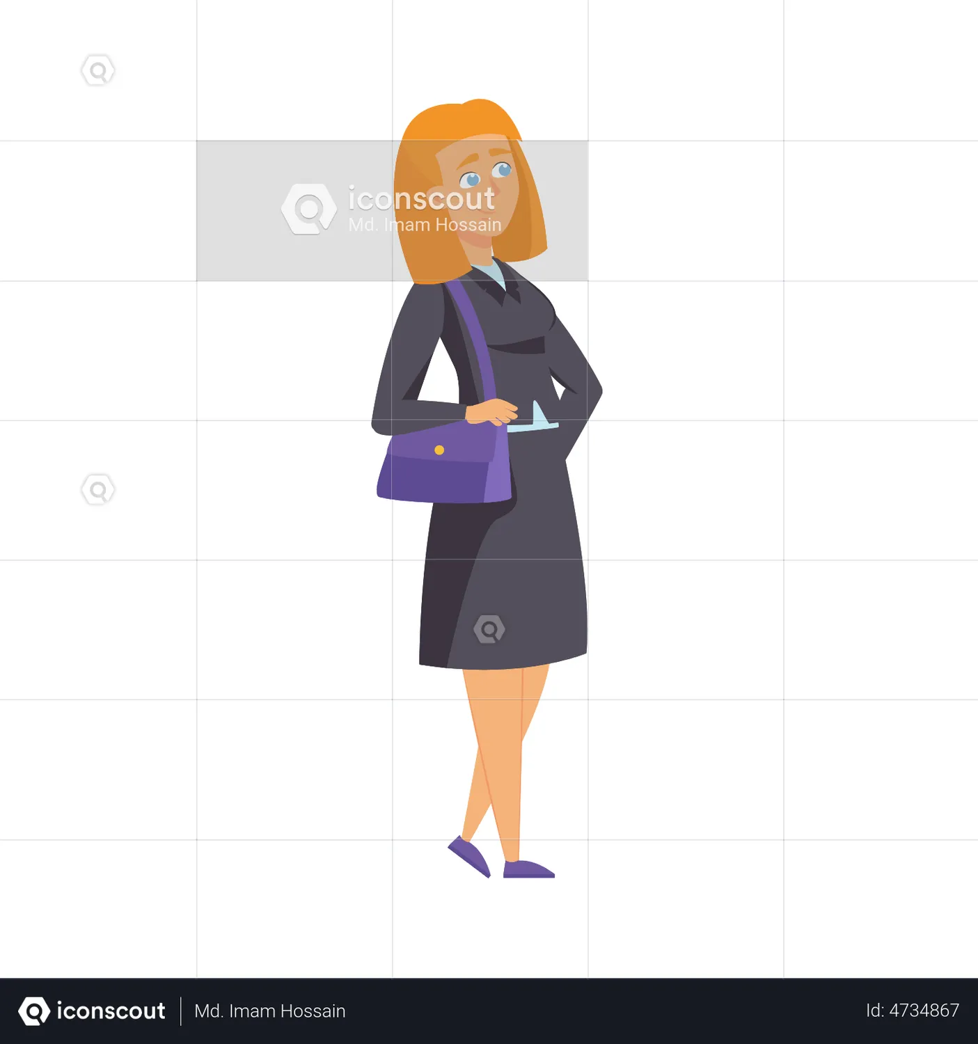 Female Assistant Animated Illustration Download In Json Lottie Or Mp4 Format