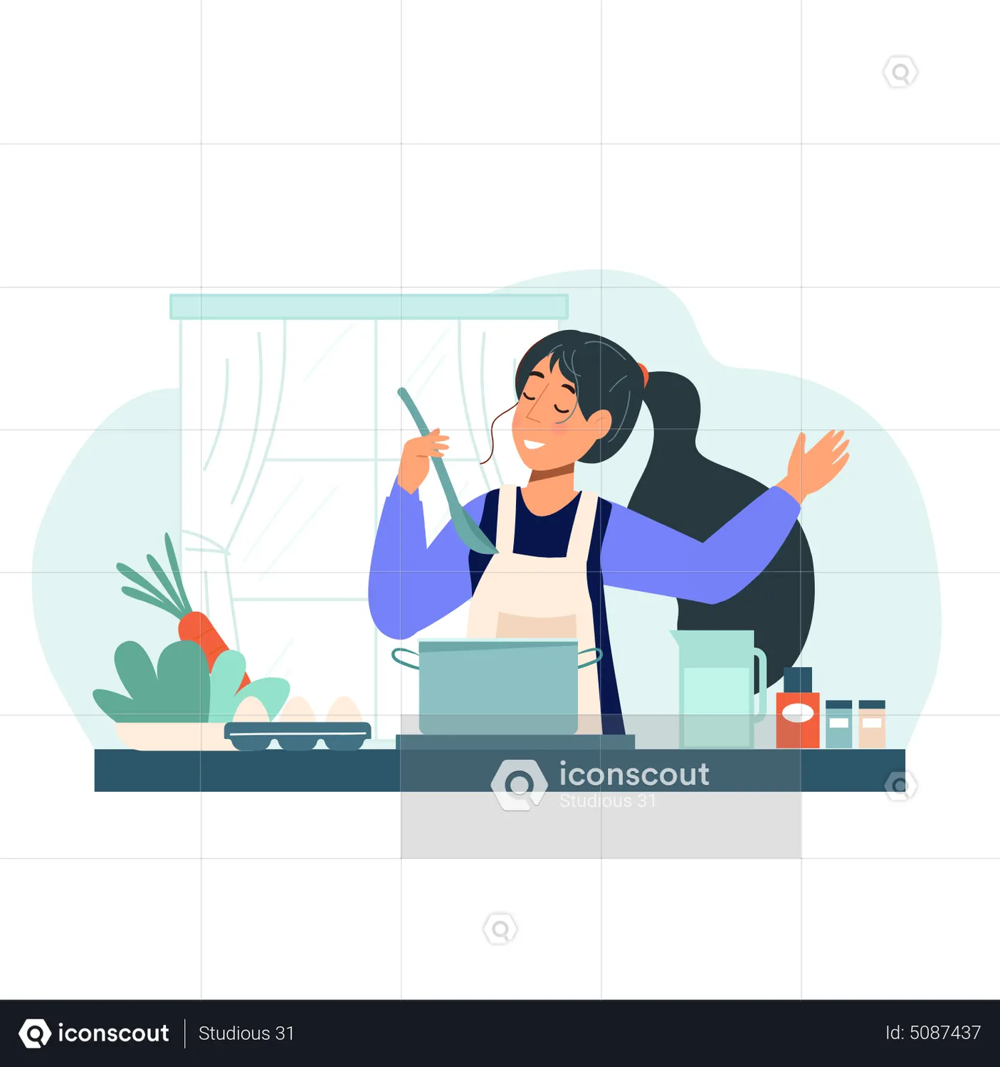 Female Cooking Food Animation - Free Download People Animations | IconScout