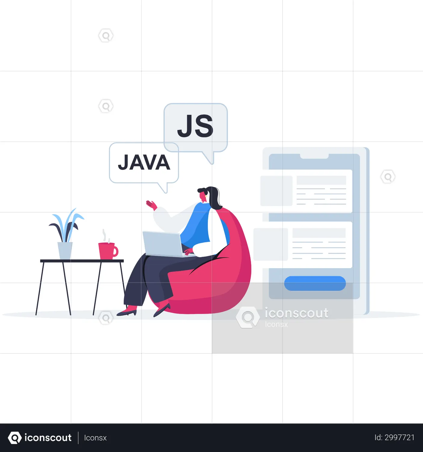 Female JavaScript Developer Animation - Free Download Design ...