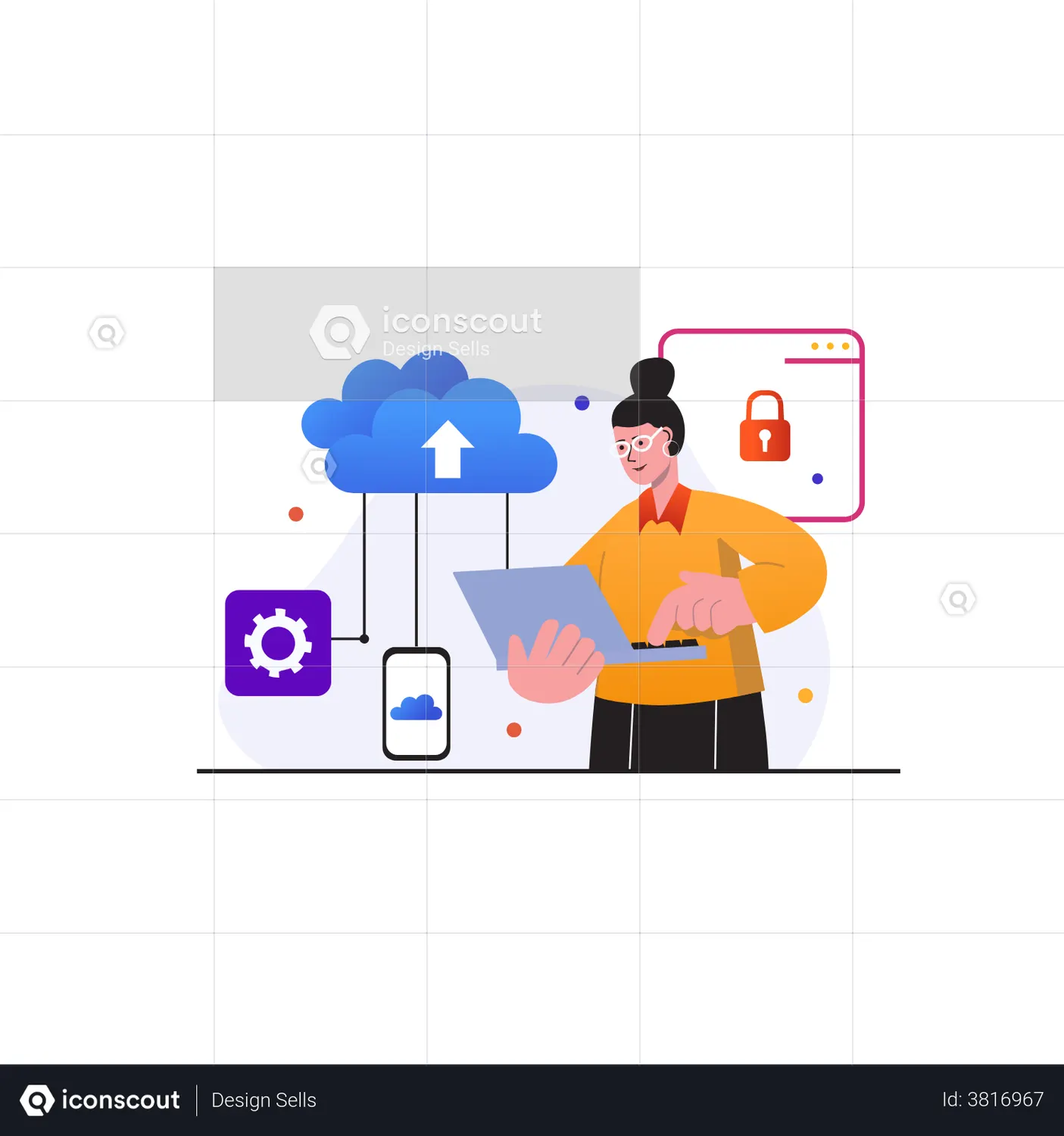 Female Uploading Data To Cloud Animation - Free Download Business ...