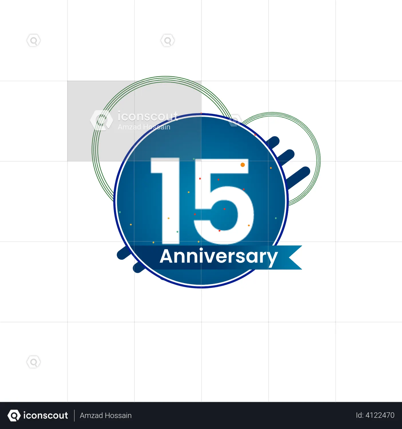 Fifteen year Anniversary celebration Animated Icon download in JSON
