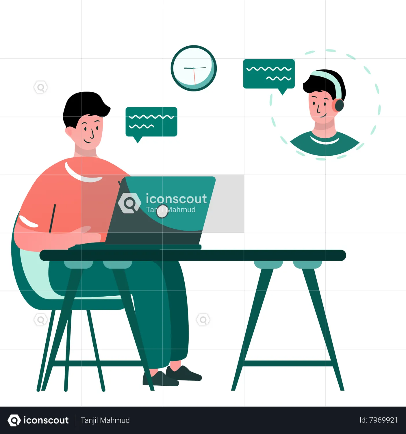 Freelancer Working on Computer Desk Animated Illustration download in ...