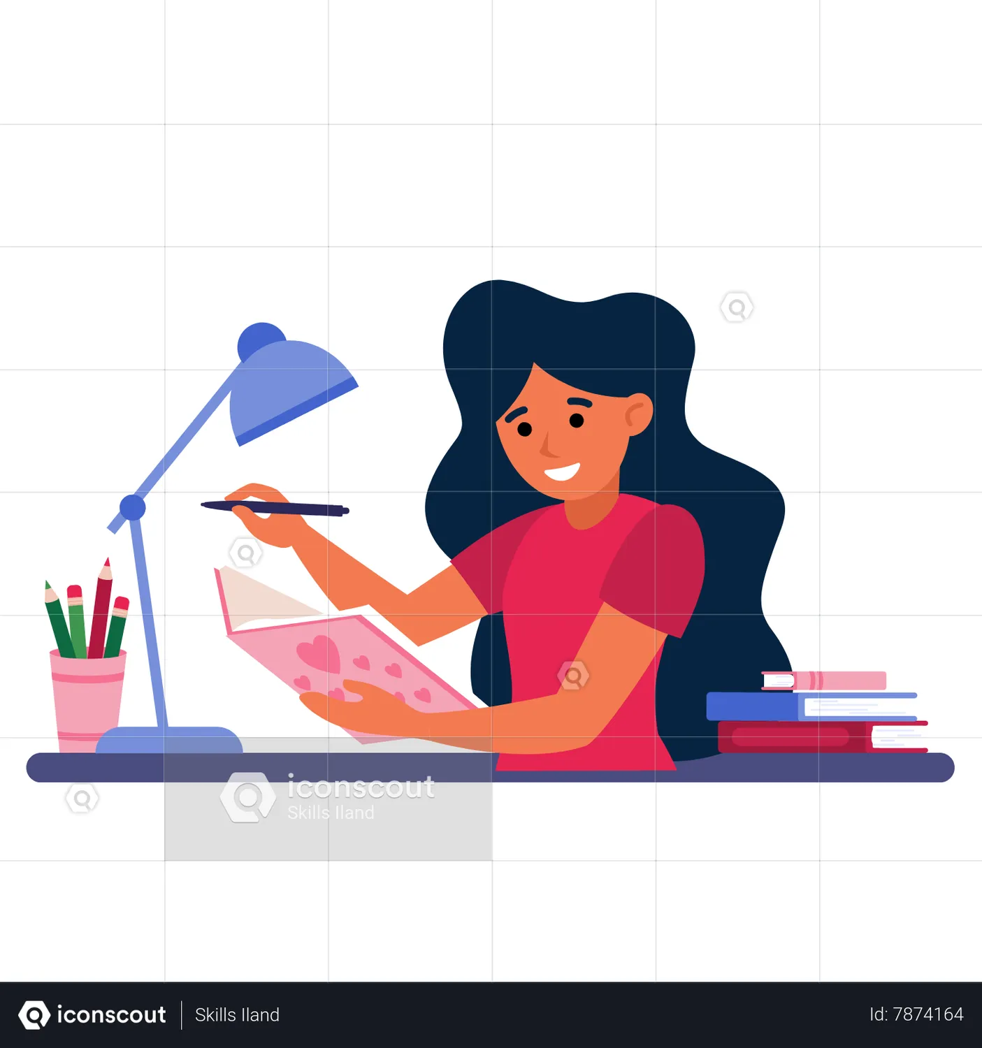 animated person doing homework