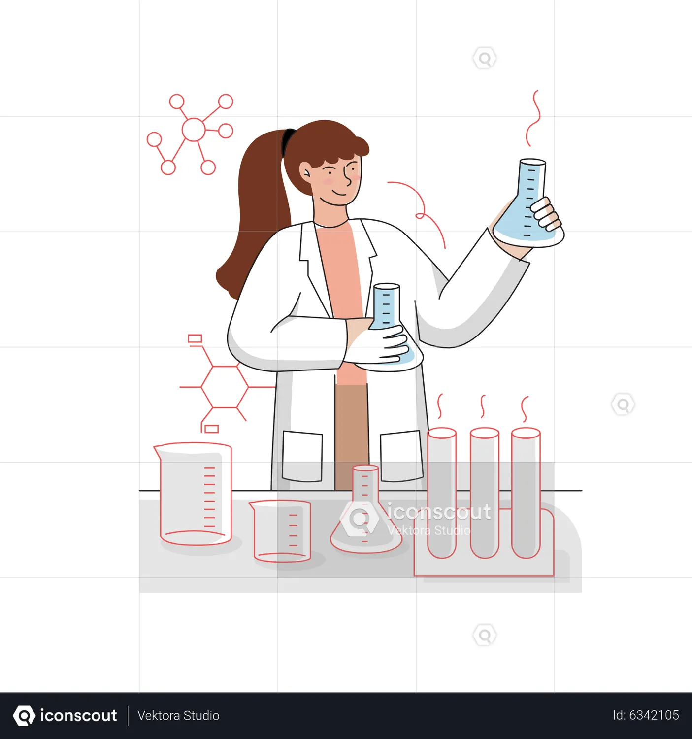 Girl doing laboratory experiment Animated Illustration download in JSON ...
