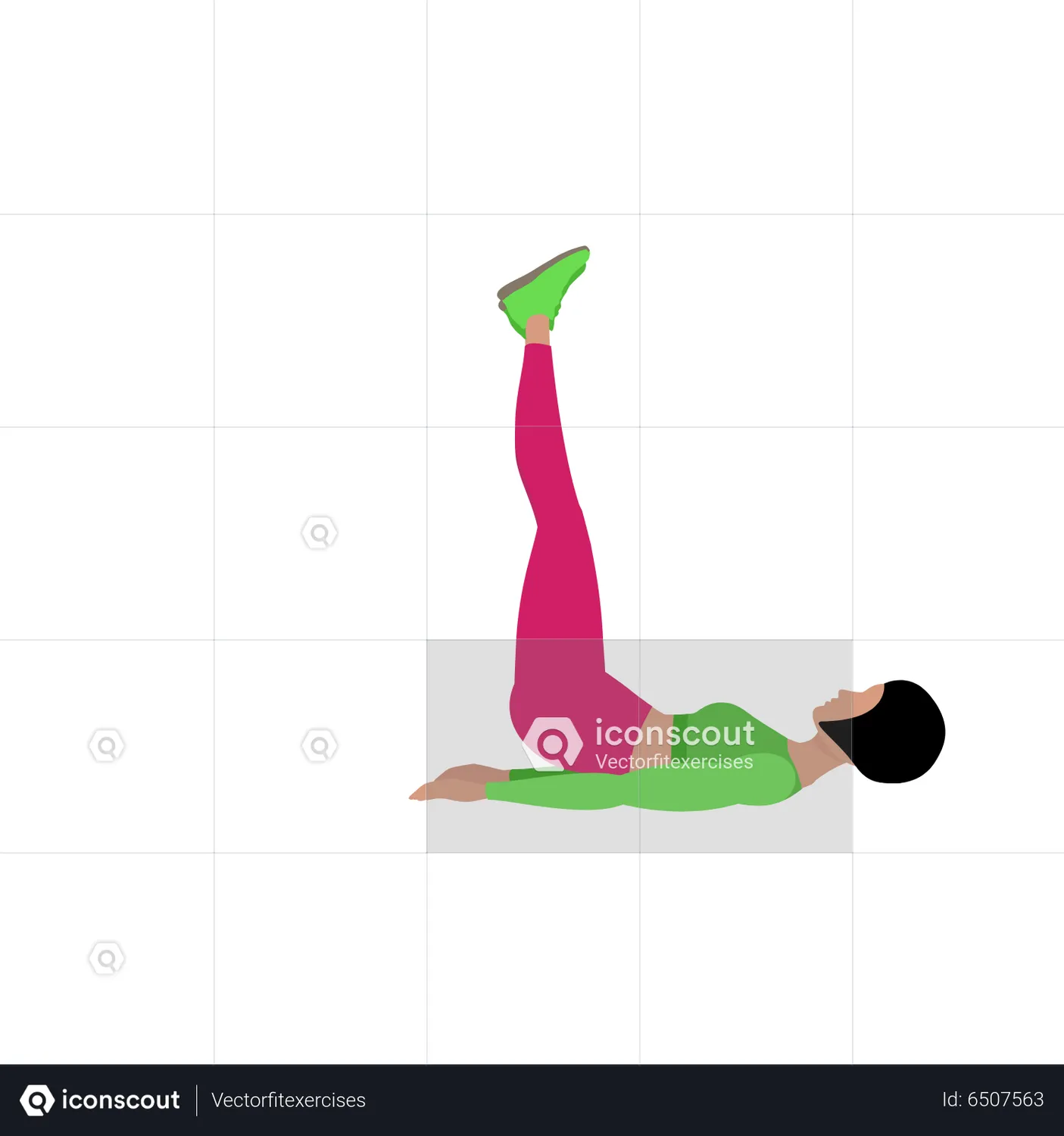 Woman Doing Straight Leg Hip Raise Exercise Animated Illustration Download In Json Lottie Or 5486