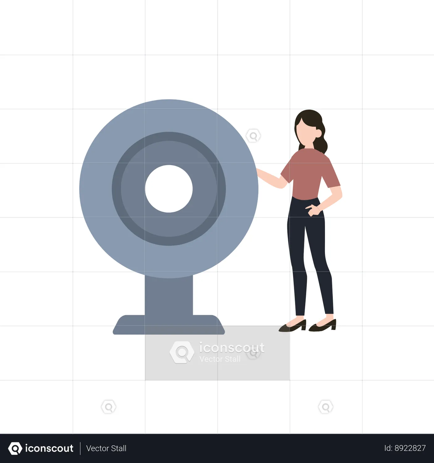 Girl Is Standing Next To A Webcam Animation - Free Download Science &amp; Technology Animations | IconScout